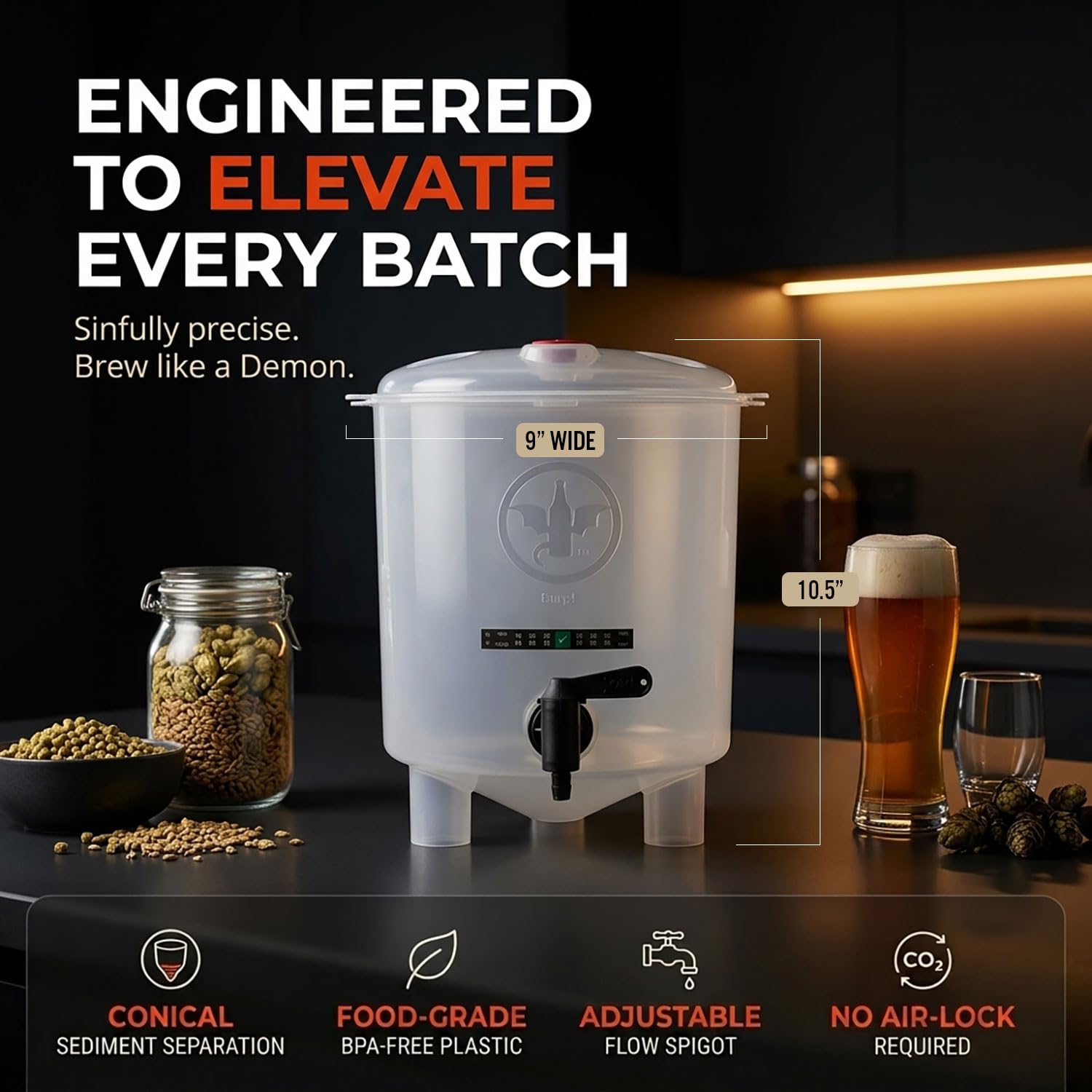 Premium Beer Kit Bonus with Bottles - Conical Fermenter Eliminates Sediment and Makes Great Tasting Home Made Beer - 1 Gal. Pilsner, Stout