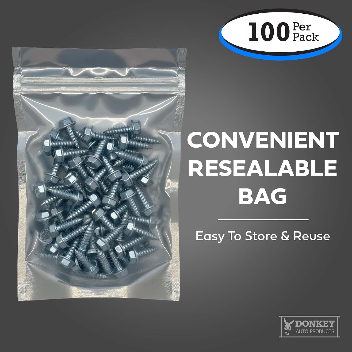 License Plate Screws - #14 x 3/4" Inch - Slotted Hex Head – for Vehicles (100 Pack)