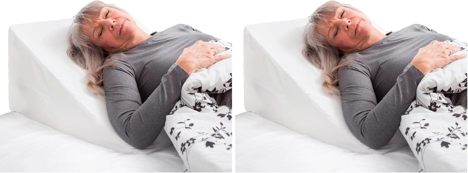 DMI Bed Wedge Pillow and Triangle Wedge with Elevated Incline for Neck Pain, Headaches, Shoulders, Back Pain, Foot Support, Knee Pain or Restless Leg Syndrome, 24x24x12 inches, White (Pack of 1)