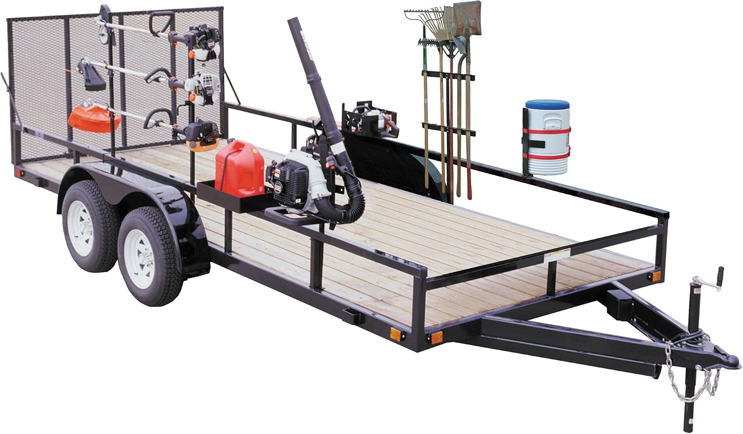 Buyers Products LT30 Gas Container Rack for Open or Enclosed Landscape Trailers, Bolt-On Carbon Steel Fuel Can Holder with Nylon Strap