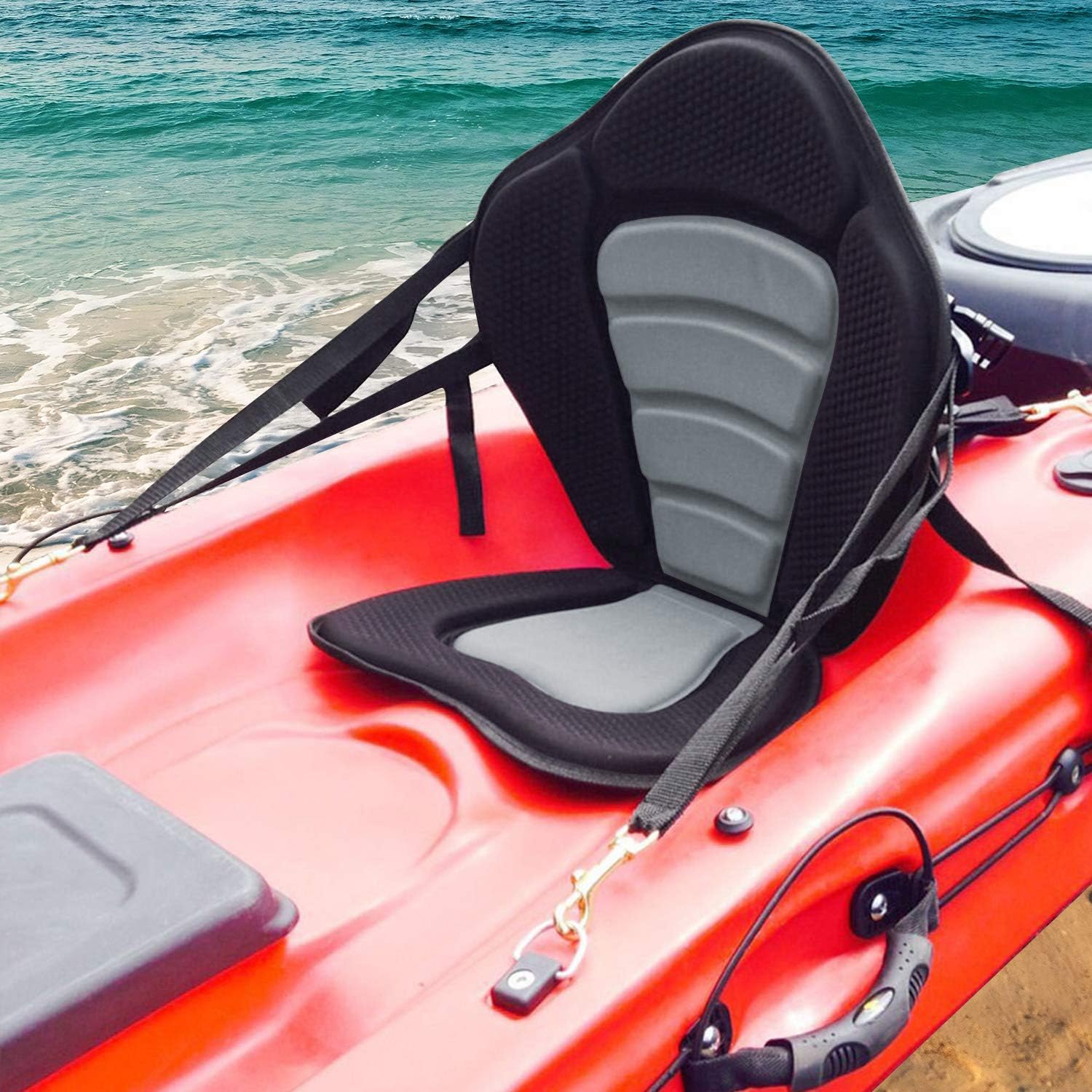 2 Pack of Kayak Seat Deluxe Padded Canoe Backrest Seat Sit On Top Cushioned Back Support SUP Paddle Board Seats with Detachable Storage Bag 4