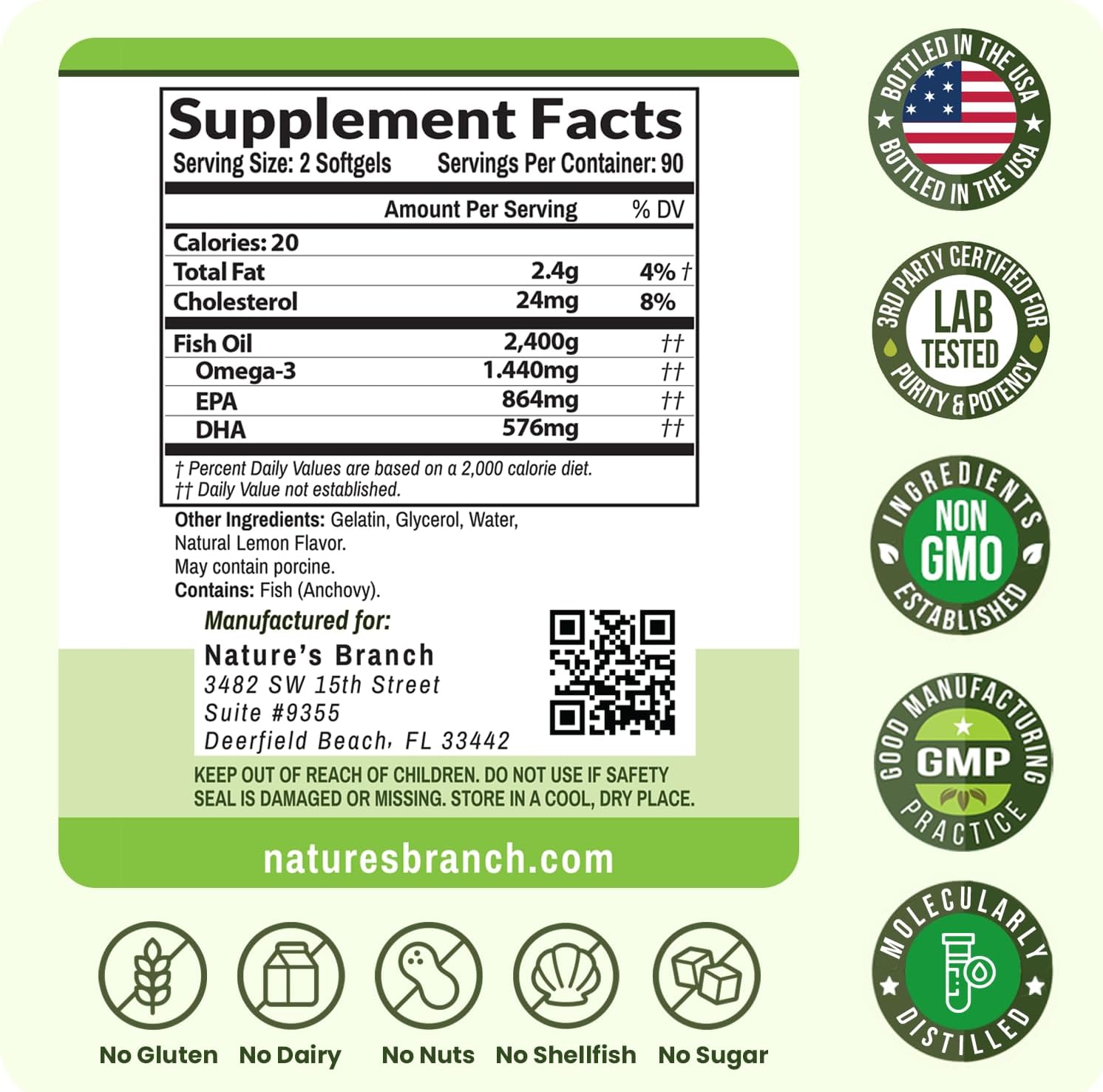 Triple Strength Omega 3 Fish Oil for Heart Health, Brain & Eyes – Burpless | High EPA & DHA Fish Oil for Men & Women, Lemon Flavor, Third Party Tested, Omega 3 Supplements for Joints – 120 Capsules