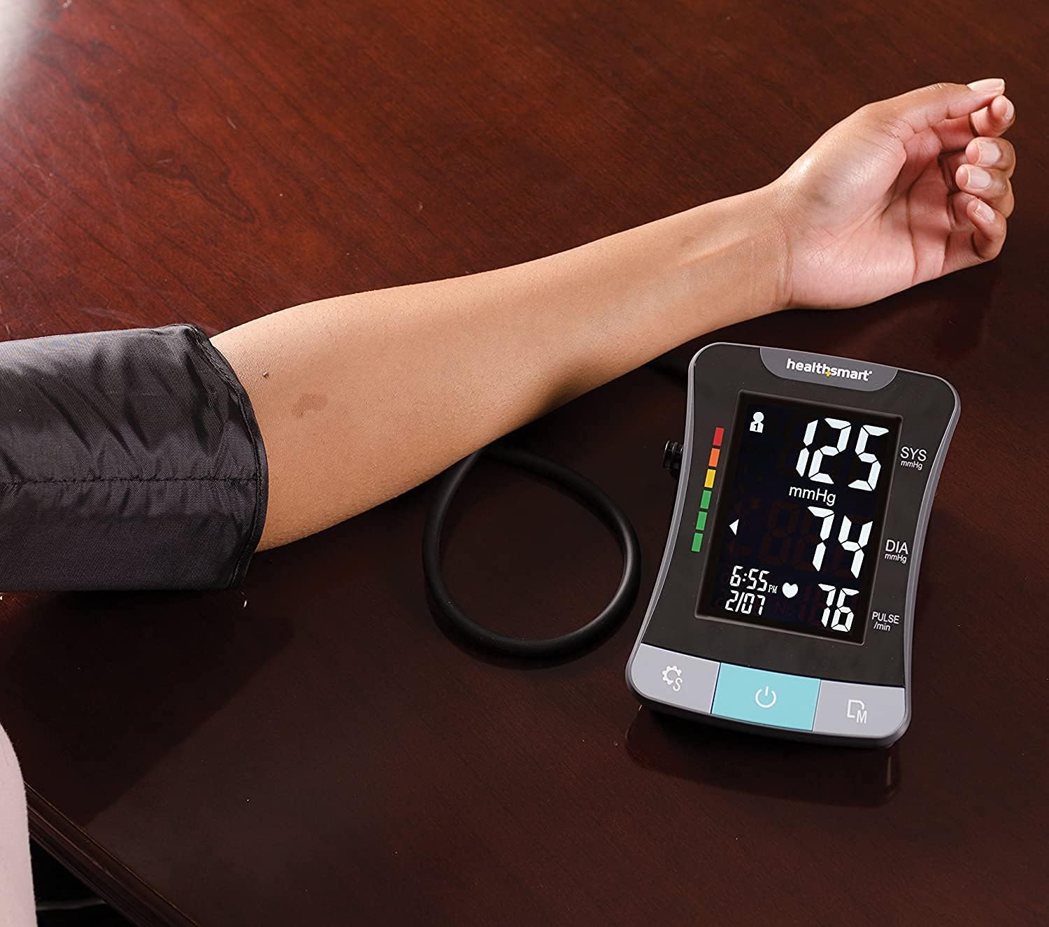 HealthSmart Digital Standard Wrist Blood Pressure Monitor with Automatic Adult Cuff That Displays Pulse Rate and Irregular Heartbeat Stores up to 60 Readings for 2 Users