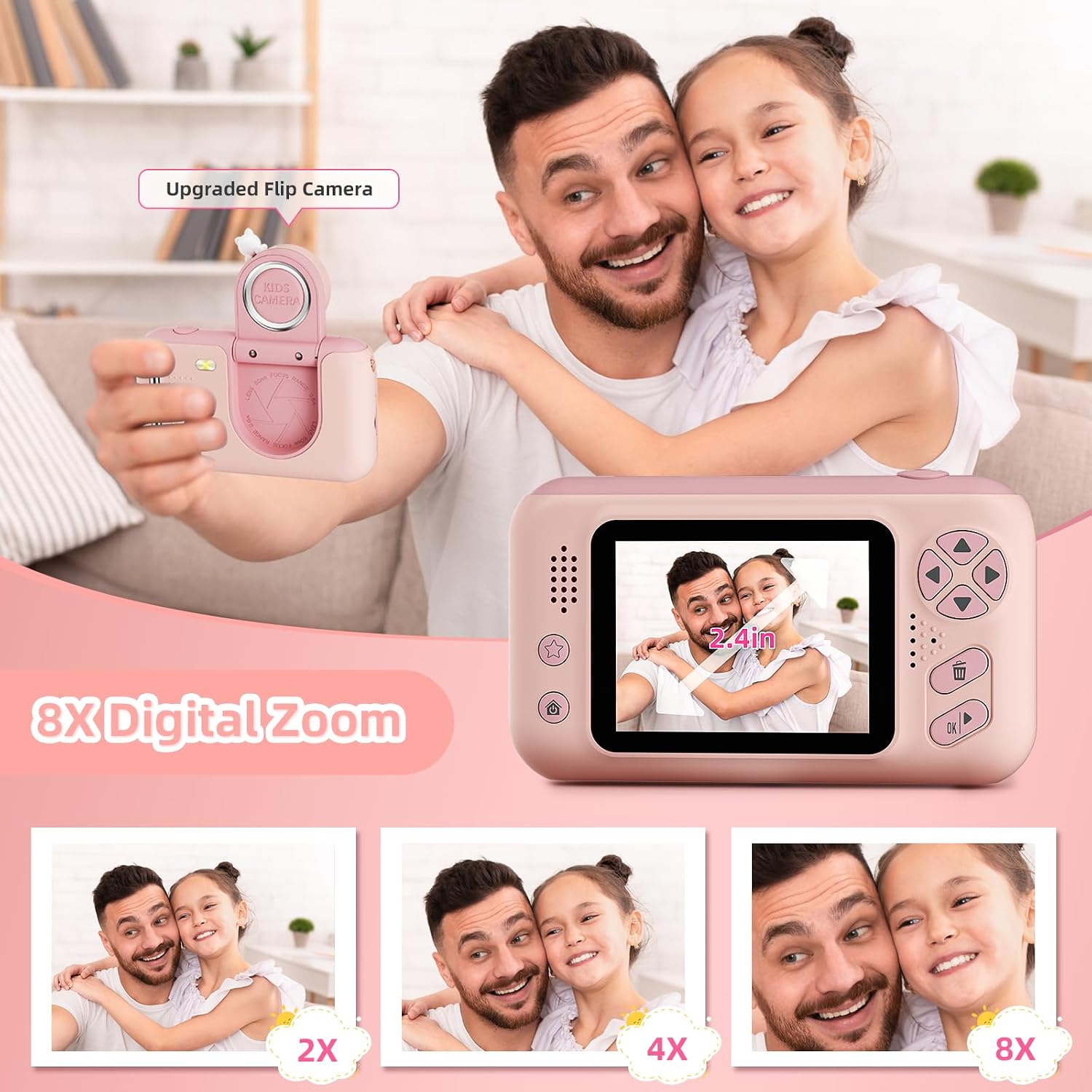 Makolle Camera for Kids, Portable Travel Camera for Childrens Age 3-8, Blue | Flip Up Lens, Drop Proof, With Tripod, Long Battery Life, SD Card Included, Birthday Gifts for Boys and Girls Age 3-12