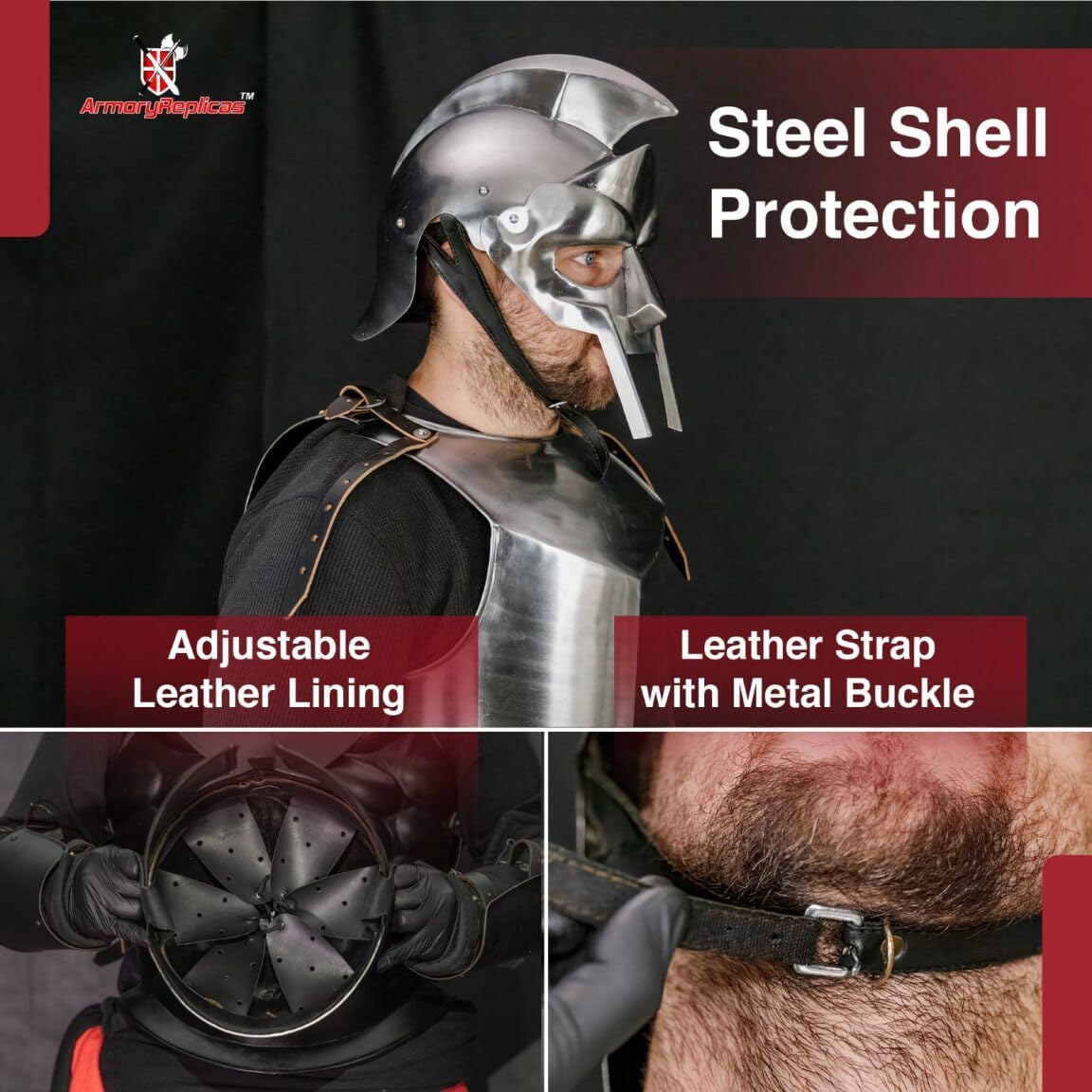 Armory Replicas Maximus Roman Gladiator Blackened 18g Helmet