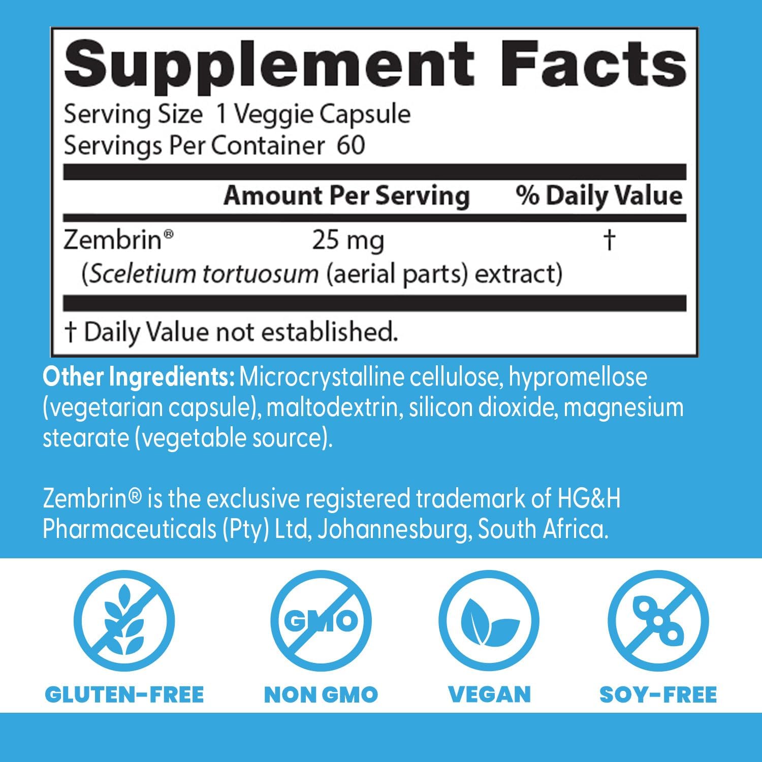 Doctor's Best Calm-Z for Men & Women - Zembrin (Sceletium Tortuosum) Extract Supplement, Calm & Focus Support, Helps Reduce Stress, 25 mg Capsules