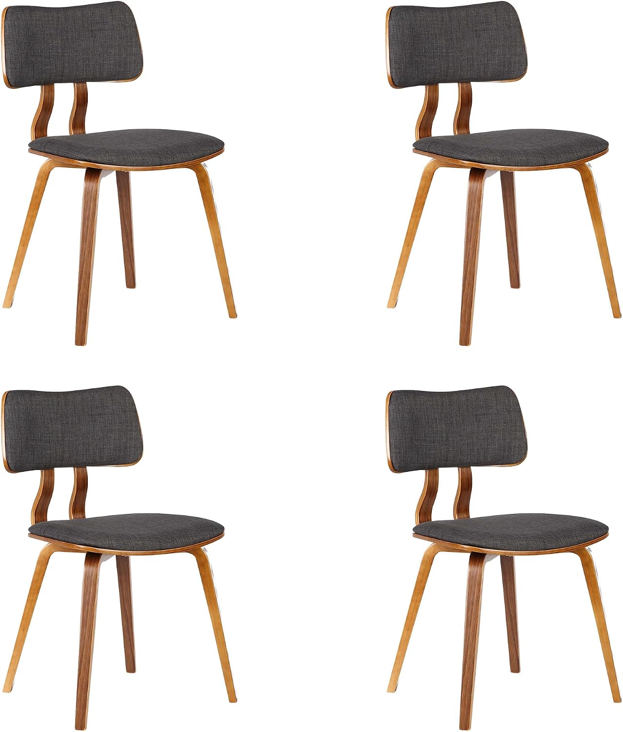 Armen Living Jaguar Dining Chair in Charcoal Fabric and Walnut Wood Finish,Charcoal/Walnut Finish 20D x 18W x 29H in