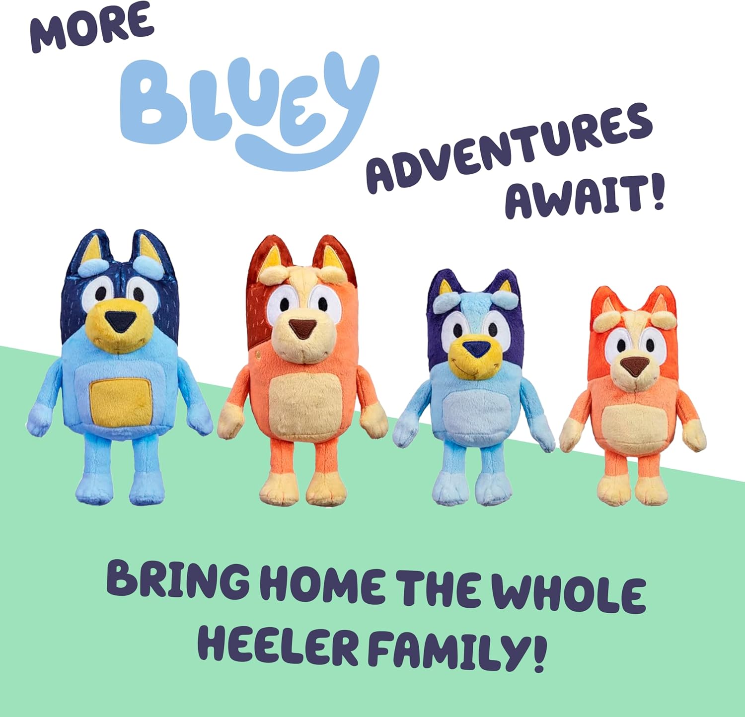Bingo & Bluey Plush Toys 2-Pack, Soft Deluxe Fabric, Embroidered