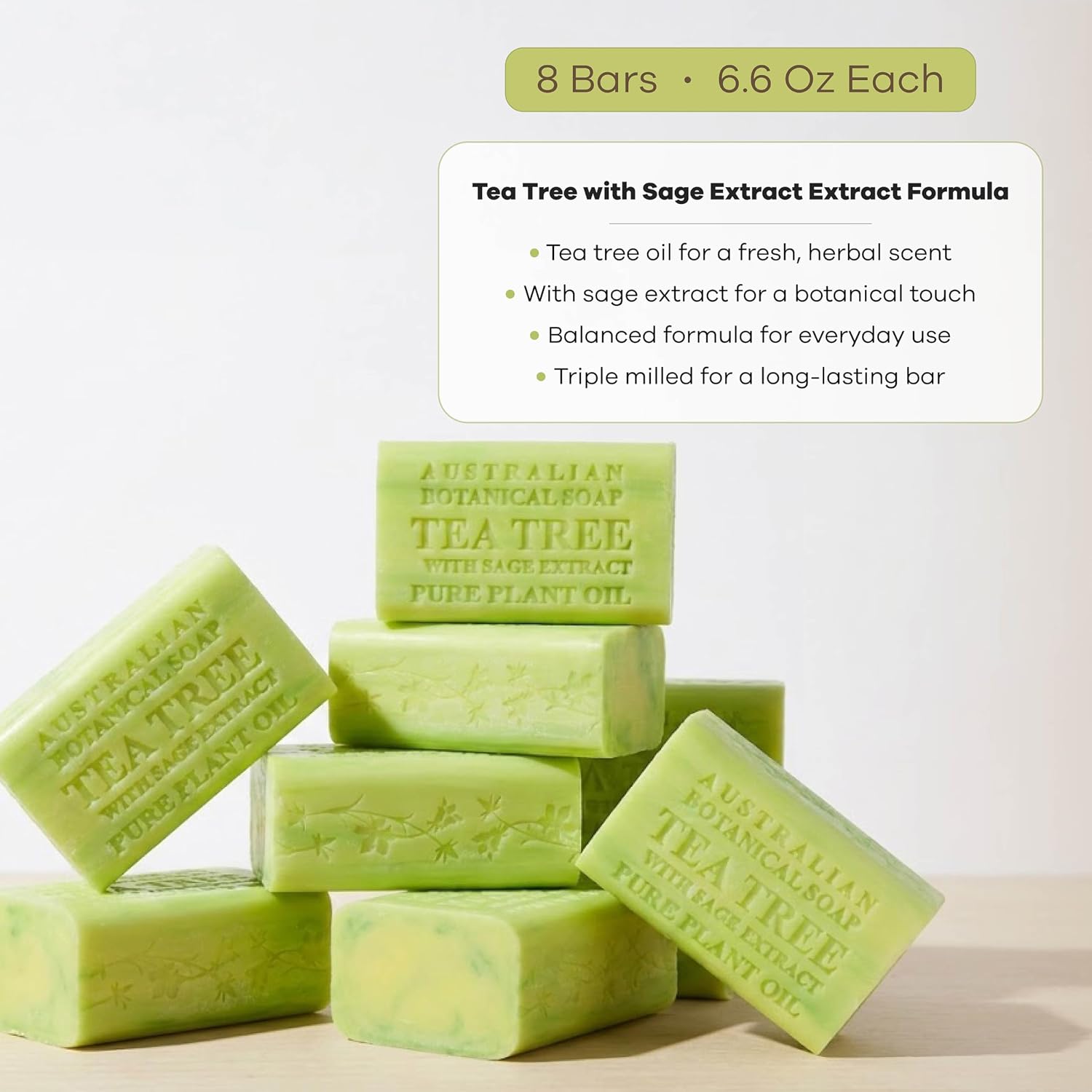 Australian Botanical Soap Sea Salt Soap Bars, 6.6 oz, Pack of 8