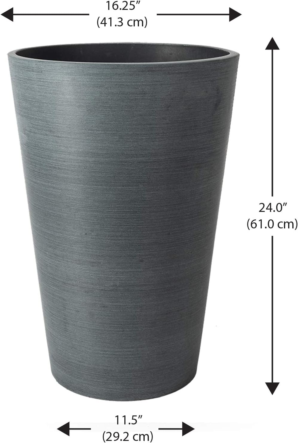 Algreen Valencia Round Planter Pot, 12.25 by 18-Inch, Textured Brown | Round Shape, Indoor Use, UV And Weather Resistant, Drainage Hole With Removable Plug, Lightweight 5.51 lb