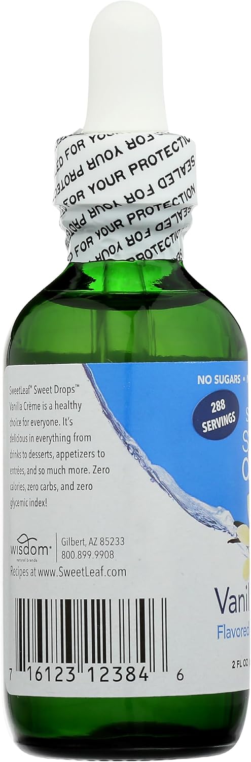 SweetLeaf Stevia Drops Liquid Sweetener, Vanilla Creme - 2 Fl Oz, Pack of 1 | Sweet Drops, Organic Stevia Leaf Extract, Zero Calorie, No Erythritol