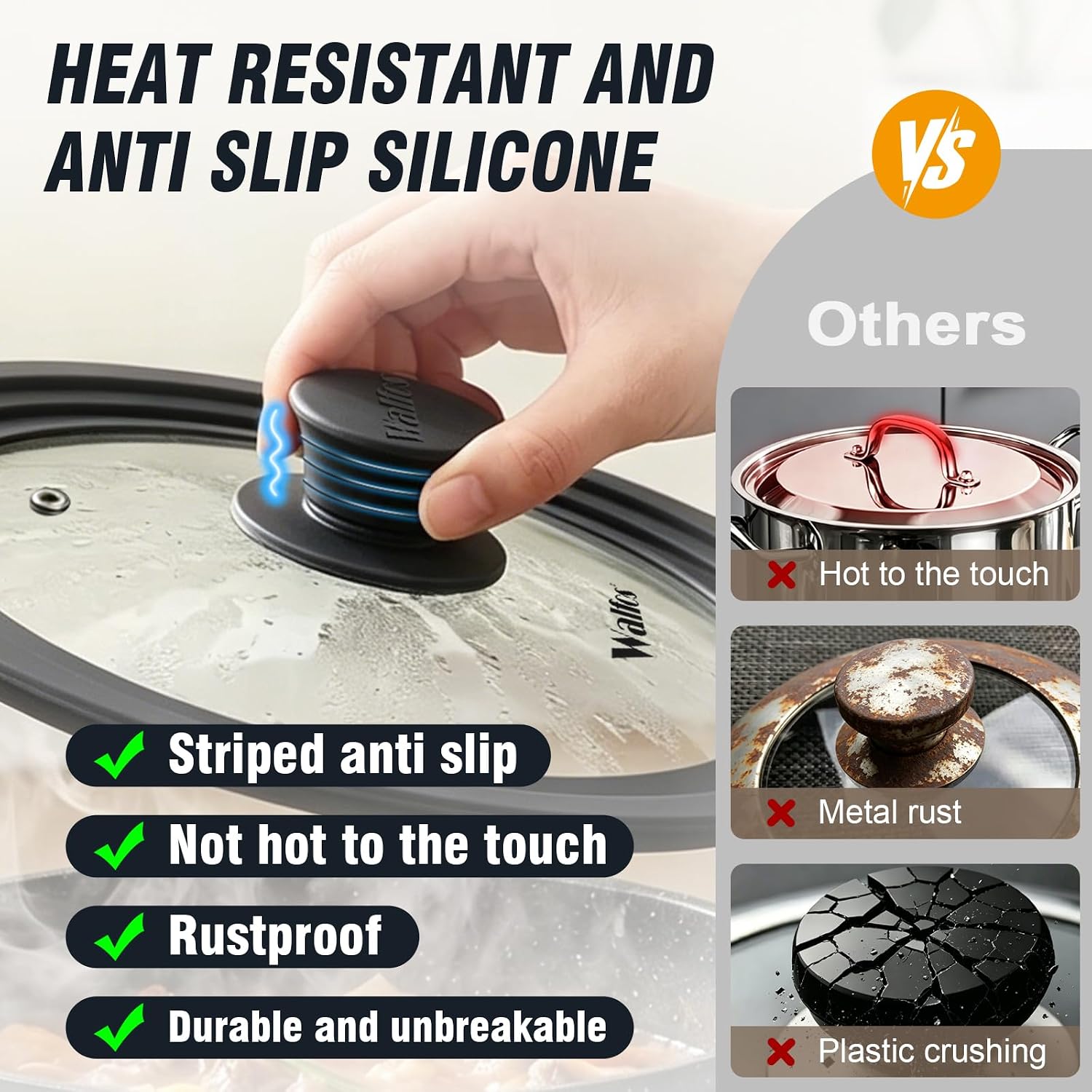 Universal Lid for Pots, Pans and Skillets - Tempered Glass with Heat Resistant Silicone Rim, Fits 10", 11" and 12" Diameter Cookware, Round