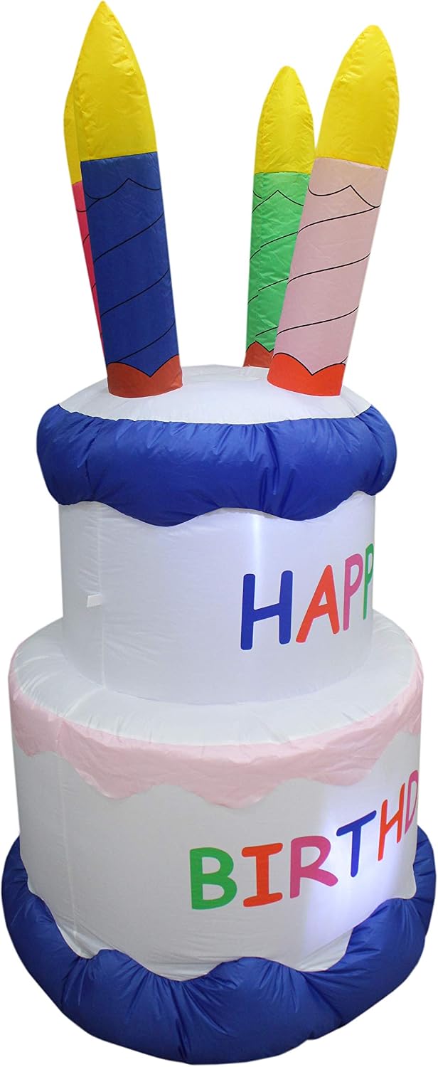 6 Foot Tall Inflatable Happy Birthday Cake with 4 Candles Party Decoration
