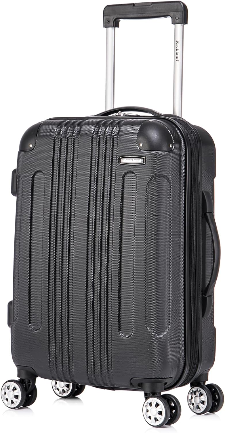 Rockland London Hardside Spinner Wheel Luggage, White, 3-Piece Set (20/24/28)