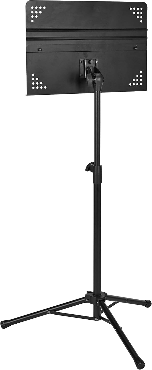 Amazon Basics Adjustable Folding Sheet Music Stand for School Music Program, Bands, Ensembles, 31" to 55" Height, Black