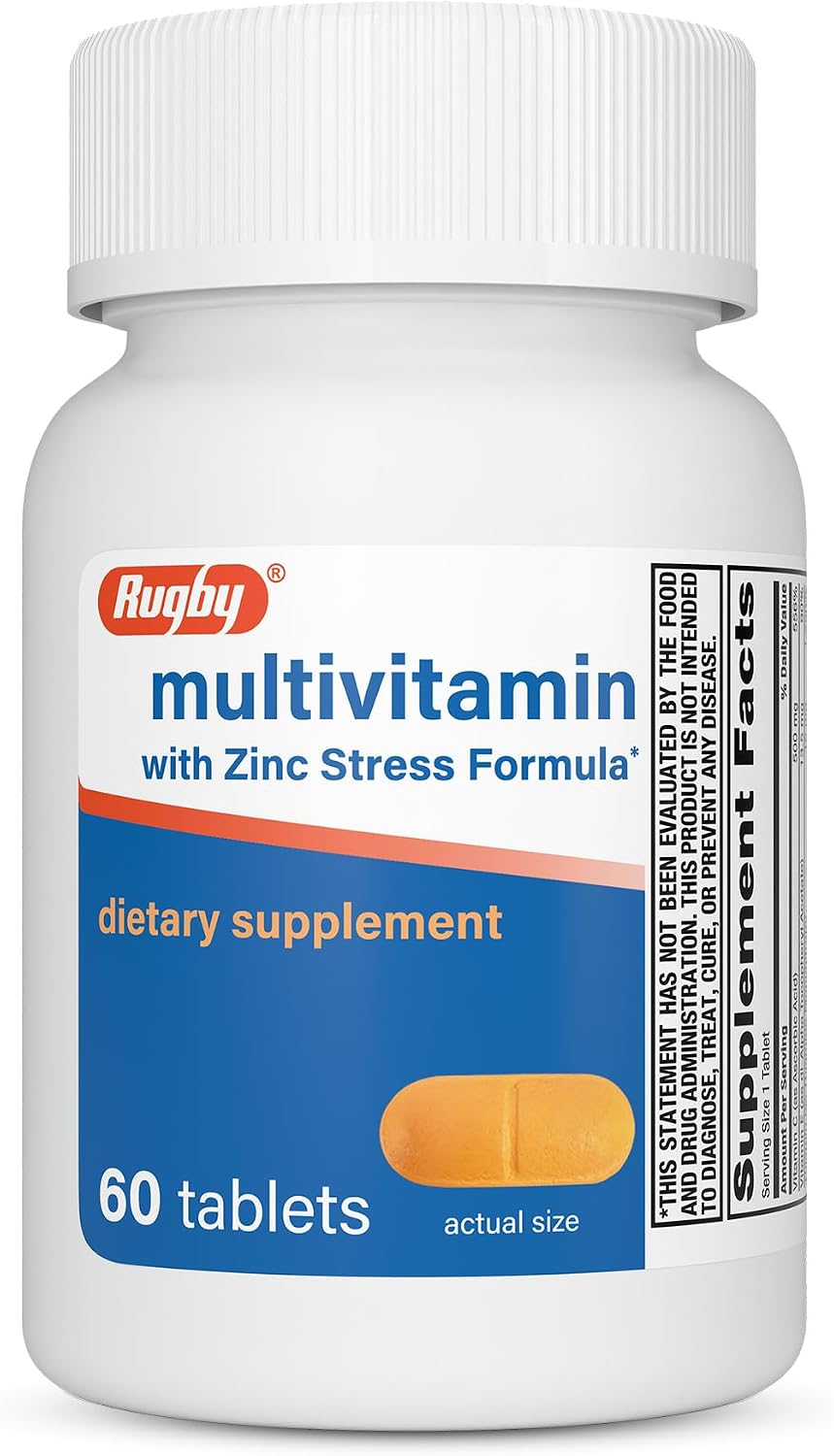 Rugby Multivitamin with Zinc Stress Formula - 60 Count (1-Pack)
