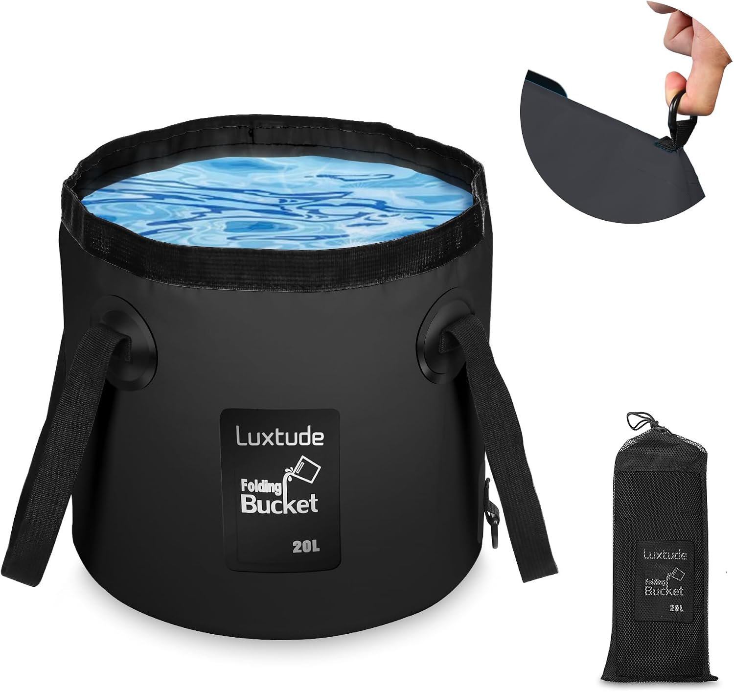 Luxtude Collapsible Bucket with Handle, Portable 5 Gallon Bucket for Camping, Fishing, Beach, Gardening, RV & Outdoor Emergency