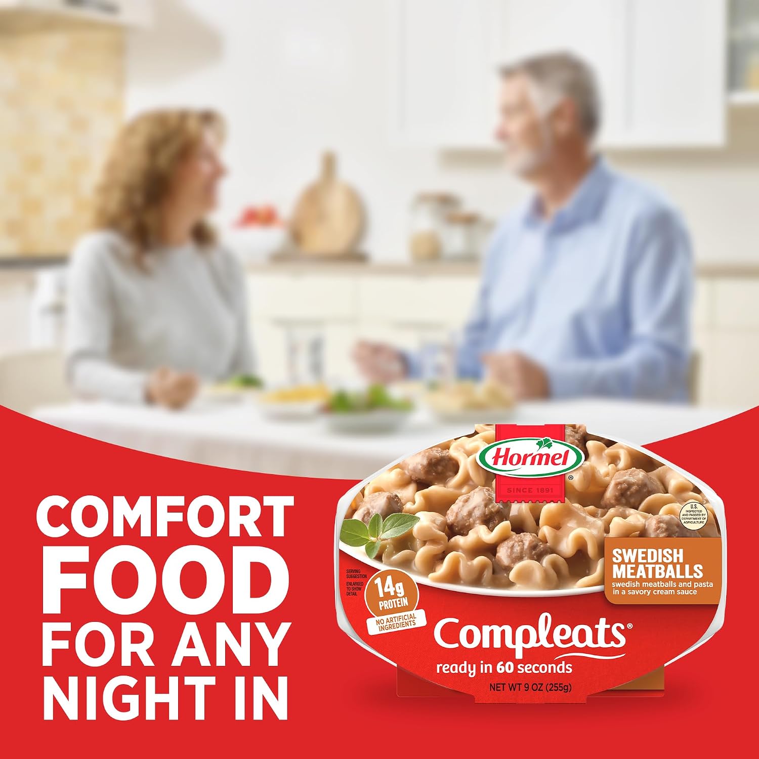 HORMEL COMPLEATS Meatloaf & Gravy With Mashed Potatoes, 9 oz. (6 Pack) | Heat and Eat, Microwave Meals, Prepared Foods