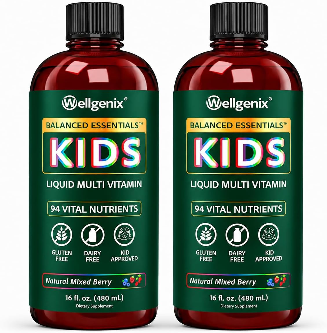 Wellgenix Balanced Essentials Kids Liquid Multivitamin, 16 Fl Oz