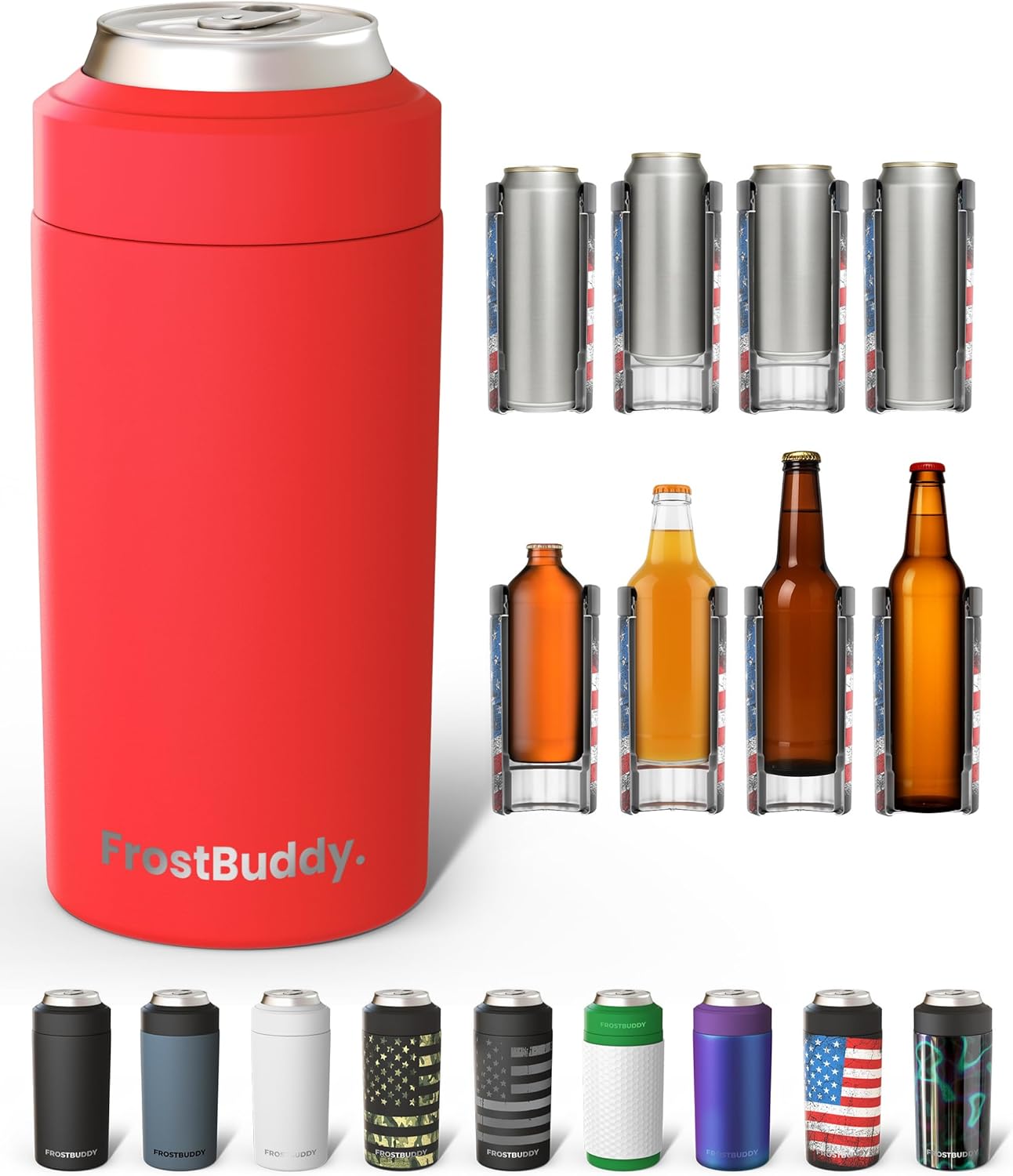 Frost Buddy Universal Can Cooler - Fits Slim Cans, 12 & 16oz (MatteBlack)