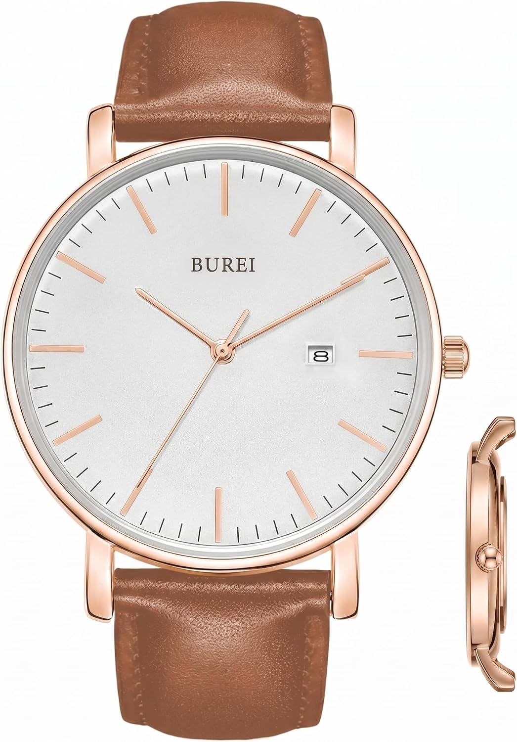 BUREI Men Wrist Watches Fashion Minimalist Thin Analog Quartz Waterproof Watches for Men, Refined Gifts for Men, Boyfriend, Husband, Dad