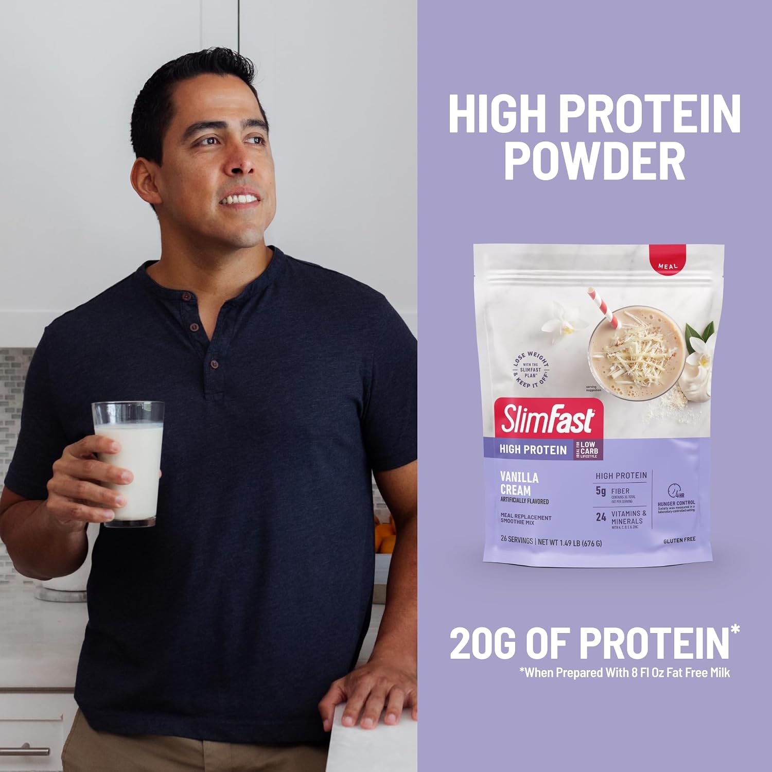 SlimFast High Protein Meal Replacement Shake Powder, 12 Servings (Pack of 2), Advanced Nutrition Smoothie Mix, Digestive Support, Gluten Free, Creamy Chocolate, 20g of Protein (Packaging May Vary)