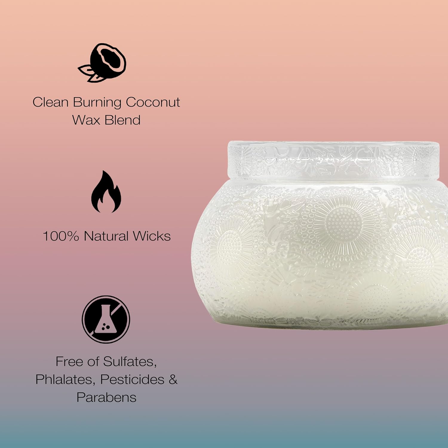 Voluspa Panjore Lychee, Glass Chawan Bowl Candle, 14 oz, 50 Hour Burn Time, Coconut Wax for Clean Burning, Handcrafted in the USA