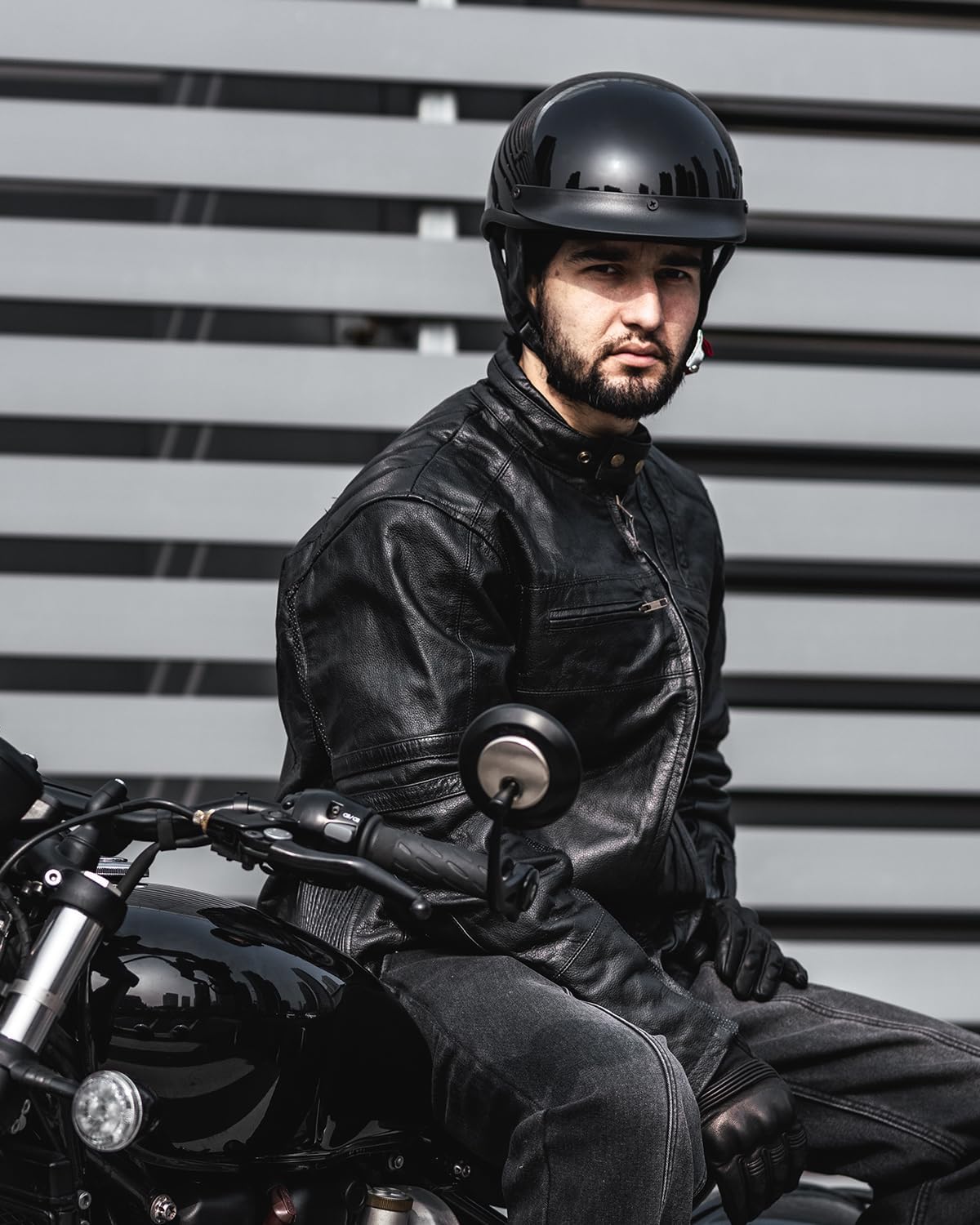 ILM Half Helmet Motorcycle Open Face Sun Visor Quick Release Buckle DOT Approved Cycling Motocross Suits Men Women 205V (M, Matt Black)