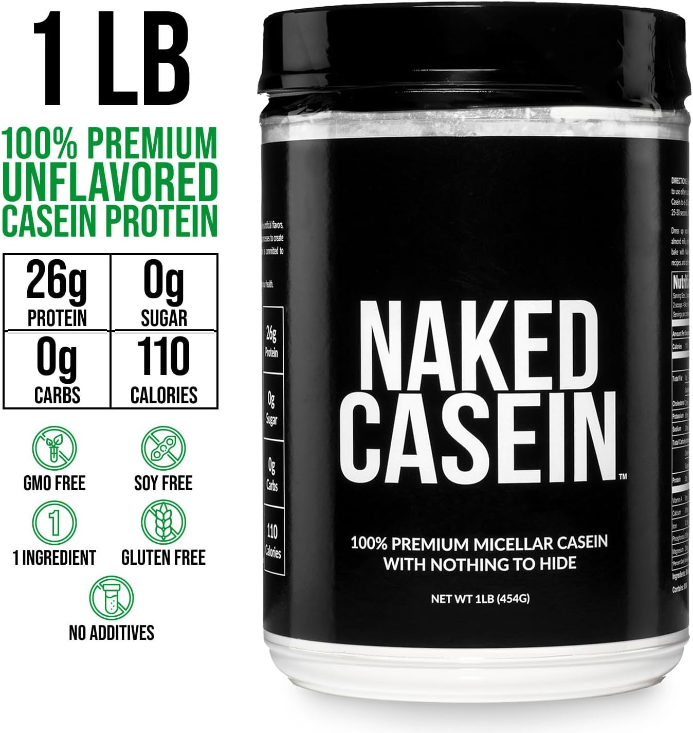 NAKED Casein - Vanilla Micellar Casein Protein - 5 Pound Bulk, NSF Certified, GMO-Free, Gluten-Free, Soy-Free, Preservative-Free - Stimulate Muscle Growth - Enhance Recovery - 61 Servings