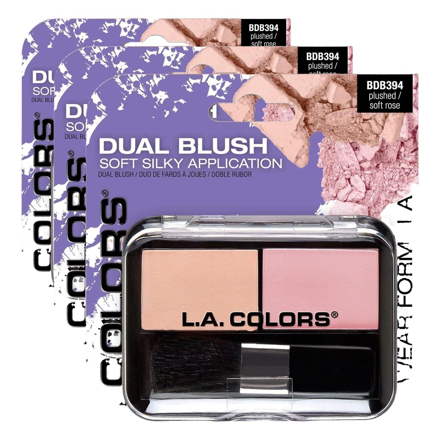 L.A. COLORS Dual Blush (carded), Plushed/Soft Rose CBDB394