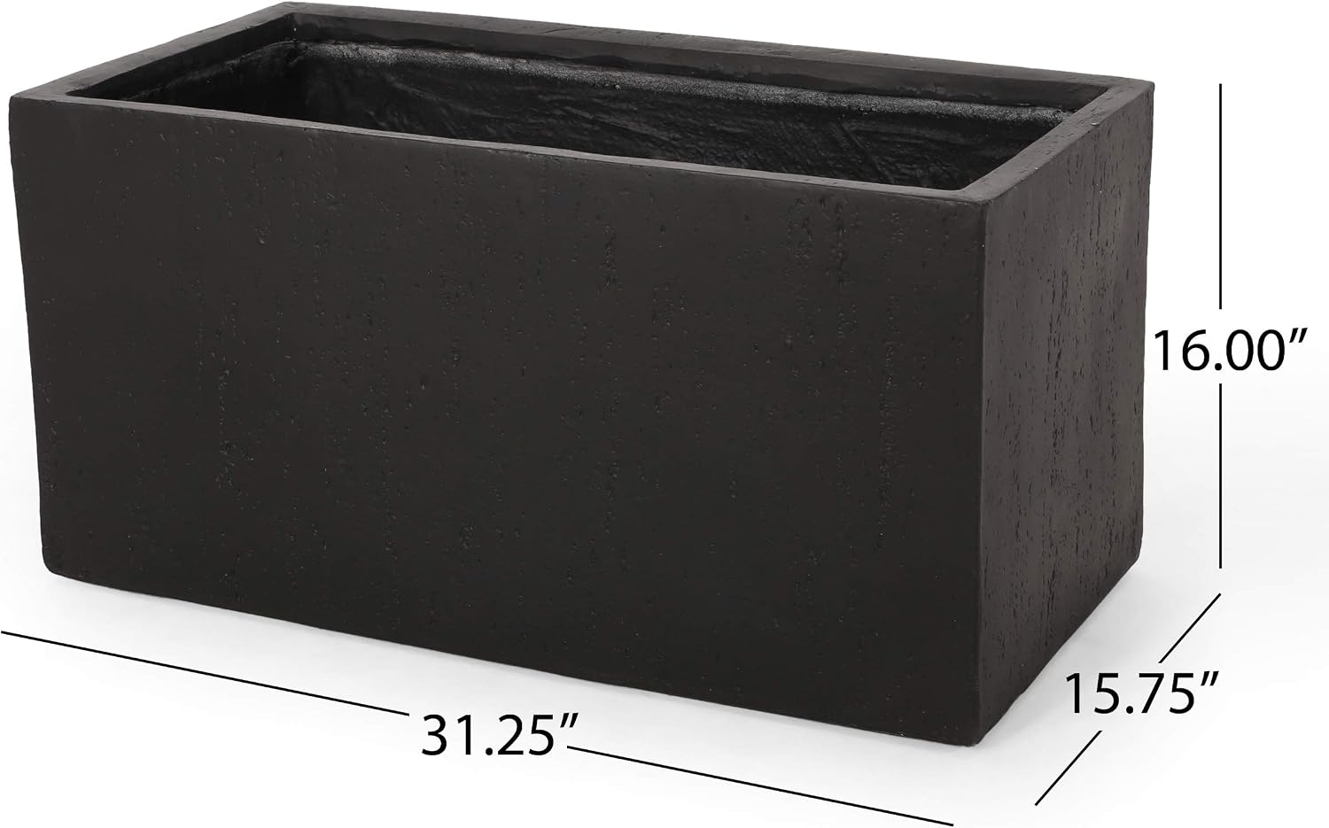 Christopher Knight Home Vanessa Outdoor Modern Large Cast Stone Rectangular Planter, White