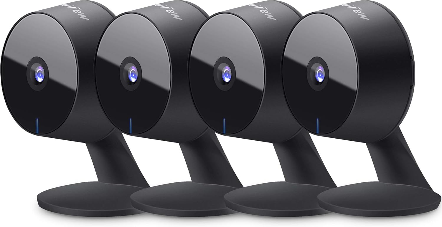 LaView Security Cameras 4pcs, Home Security Camera Indoor 1080P, Wi-Fi Cameras Wired for Pet, Motion Detection, Two-Way Audio, Night Vision, Phone App
