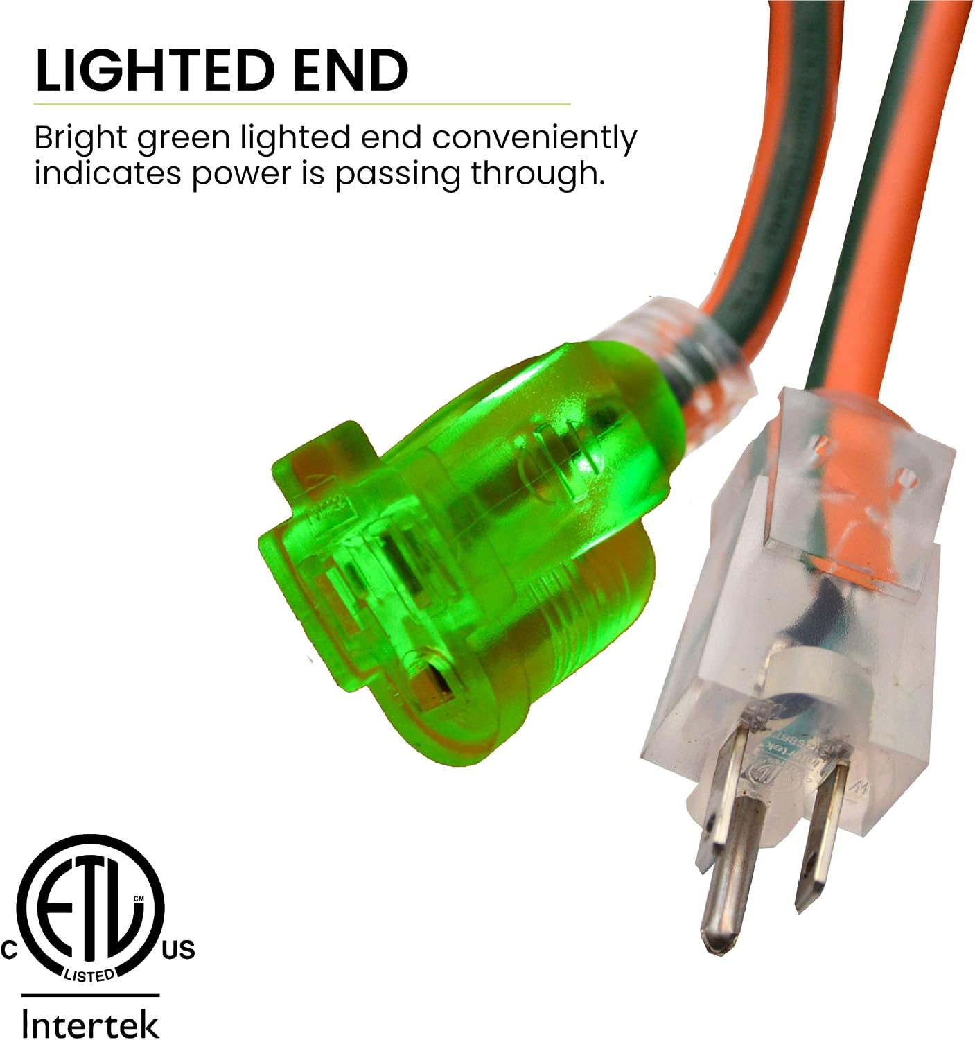 Go Green Power Inc. (GG-14025) 12/3 SJTW Outdoor Extension Cord, Lighted End, 25 ft
