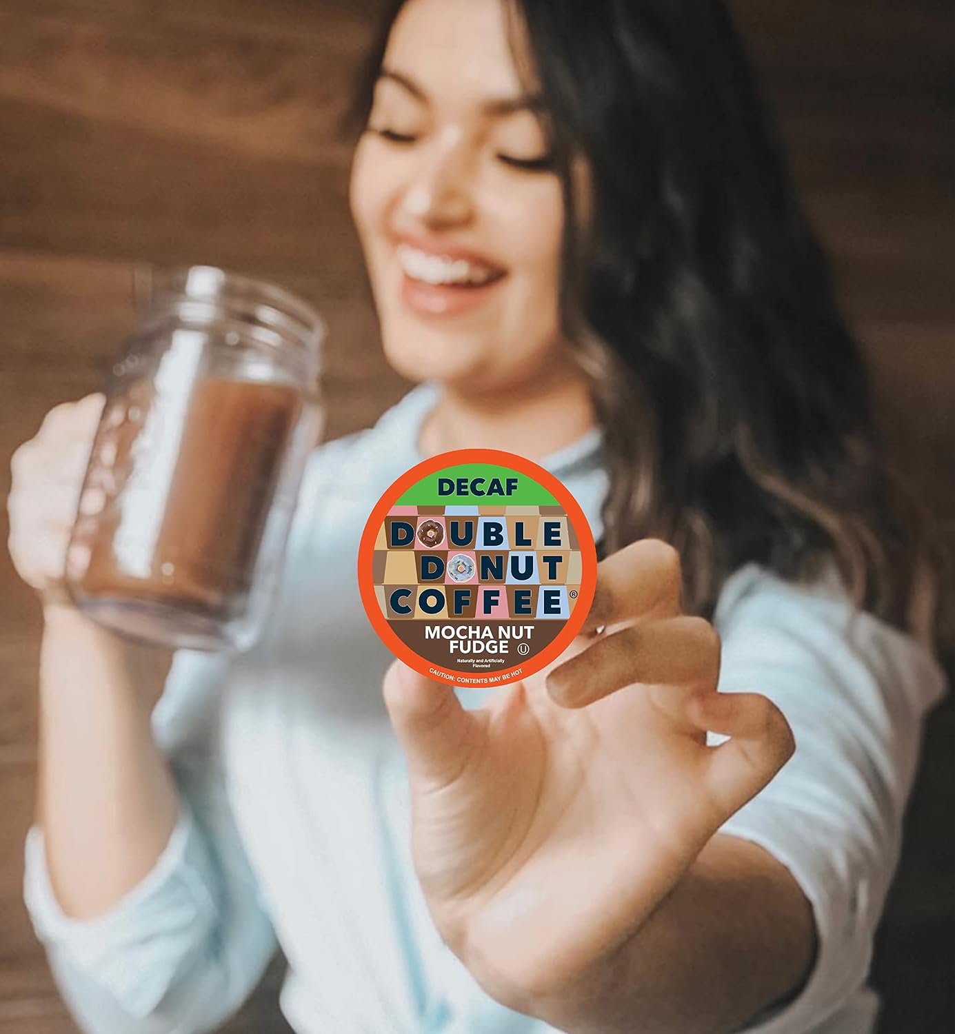 Double Donut Coffee Double Donut Medium Roast Decaf Coffee Pods, Classic, for Keurig K-Cup Machines, 24 Single-Serve Capsules per Box