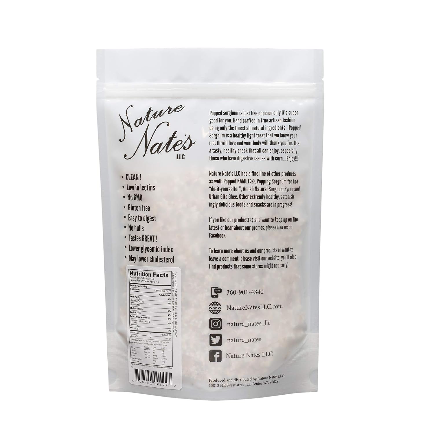 NATURE NATES Coconut Oil & Pink Himalayan Popped Sorghum, 4.3 OZ