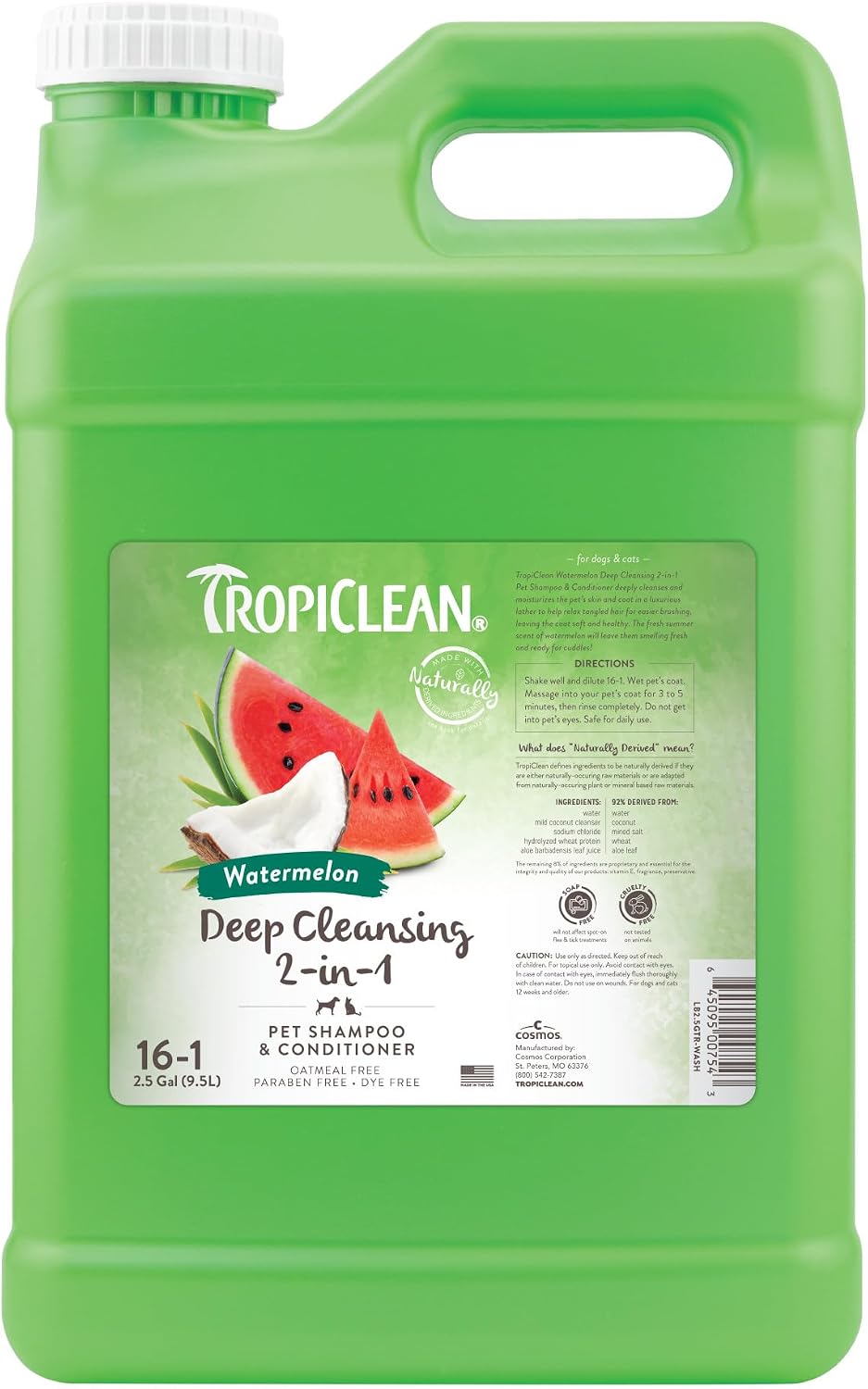 TropiClean Deodorizing Dog Shampoo for Smelly Pets, Professional Dog Shampoo, Long Lasting Odor Control, Puppy Safe, USA Made, Berry Scent, 1 Gal