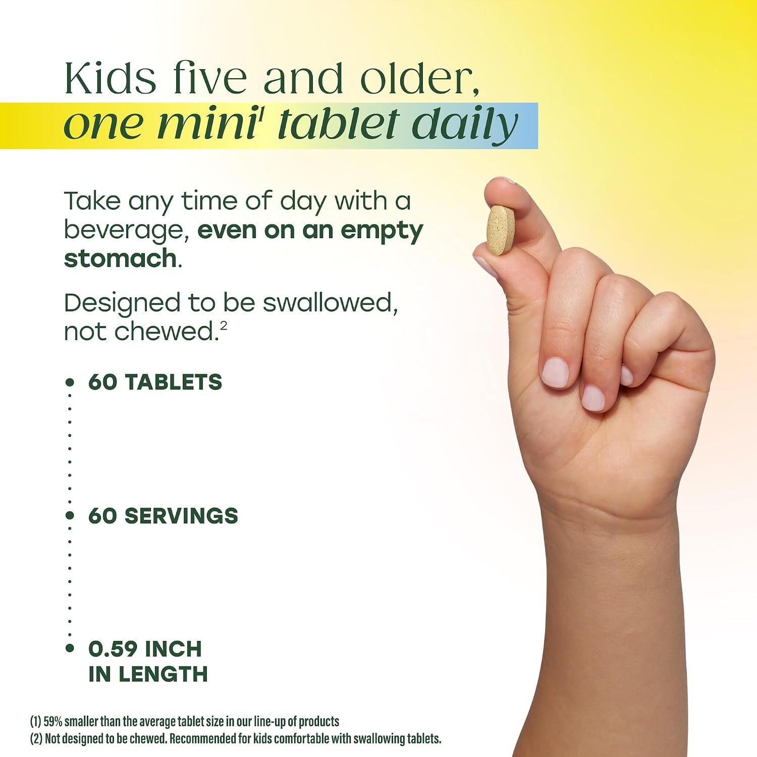 MegaFood Kids One Daily Multivitamin with 21 Key Nutrients, 60 Mini Tablets | Mini Multivitamin for Kids, Supports Immune, Cellular Energy, Teeth & Bone health, Non-GMO, Vegetarian, 60 Servings