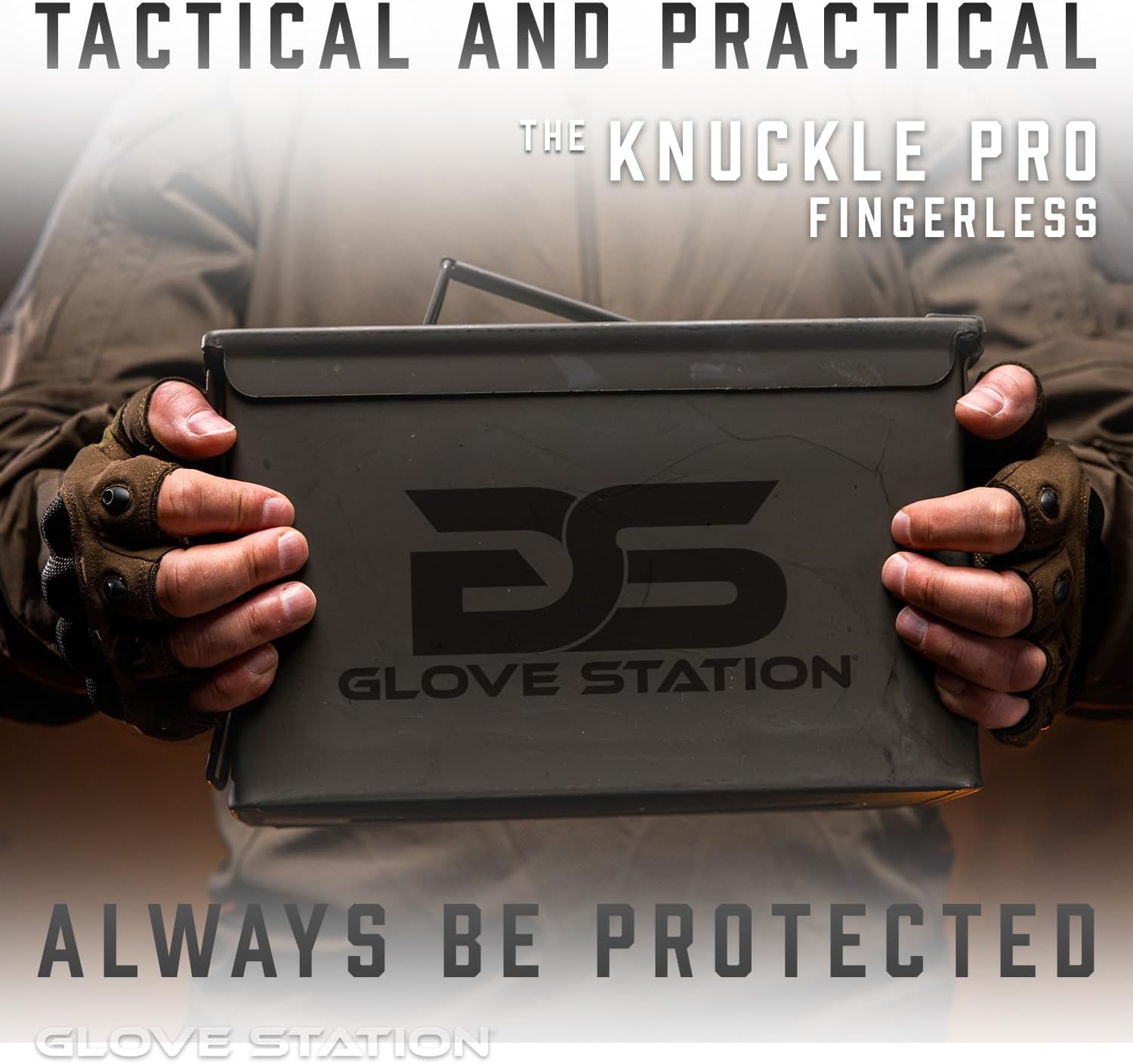 Glove Station Fingerless Knuckle Motorcycle Gloves, TACHK200