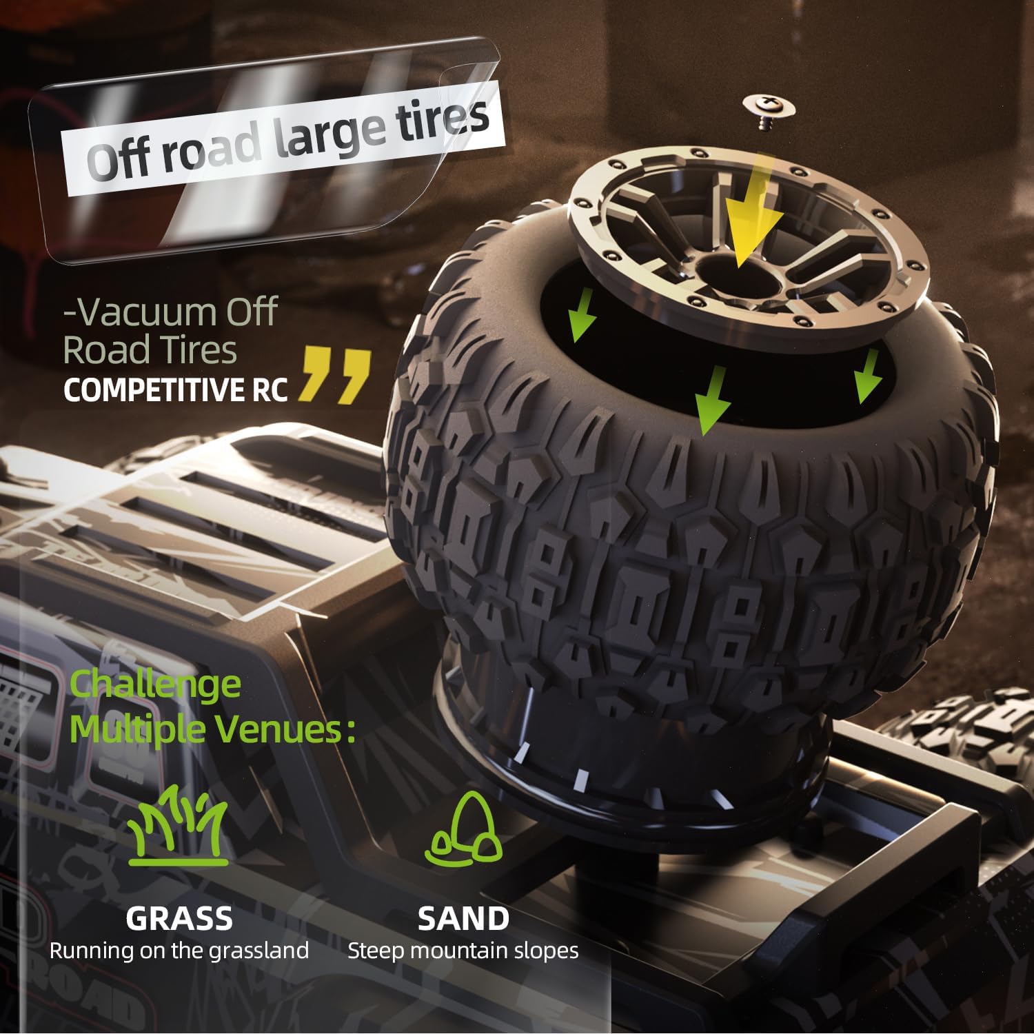 【Modular battery】All Terrain 2.4GHz 1/16 RTR Brushless Fast RC Cars, Max 42mph Electric Off-Road RC Truck