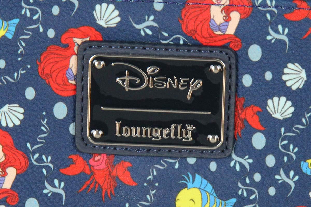 Loungefly Disney Little Mermaid Ariel And Flounder Faux Leather Full Zip Wallet