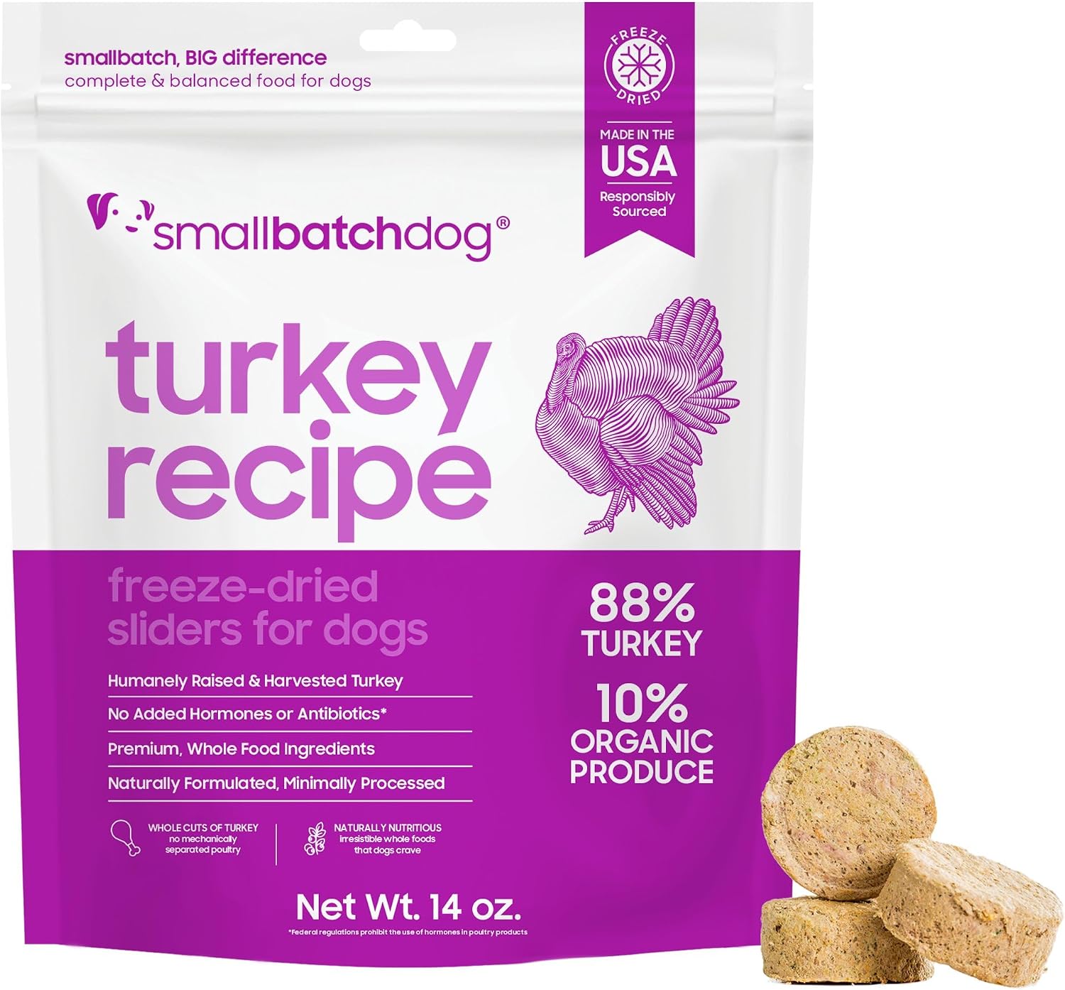 smallbatch Freeze Dried Raw Dog Food, Grass-Fed Beef Recipe, 14 oz | High Protein Dog Food, Grain-Free, Single Protein, for Picky Eaters, Hydrate & Serve, All Life Stages, Puppies & Adult Dogs