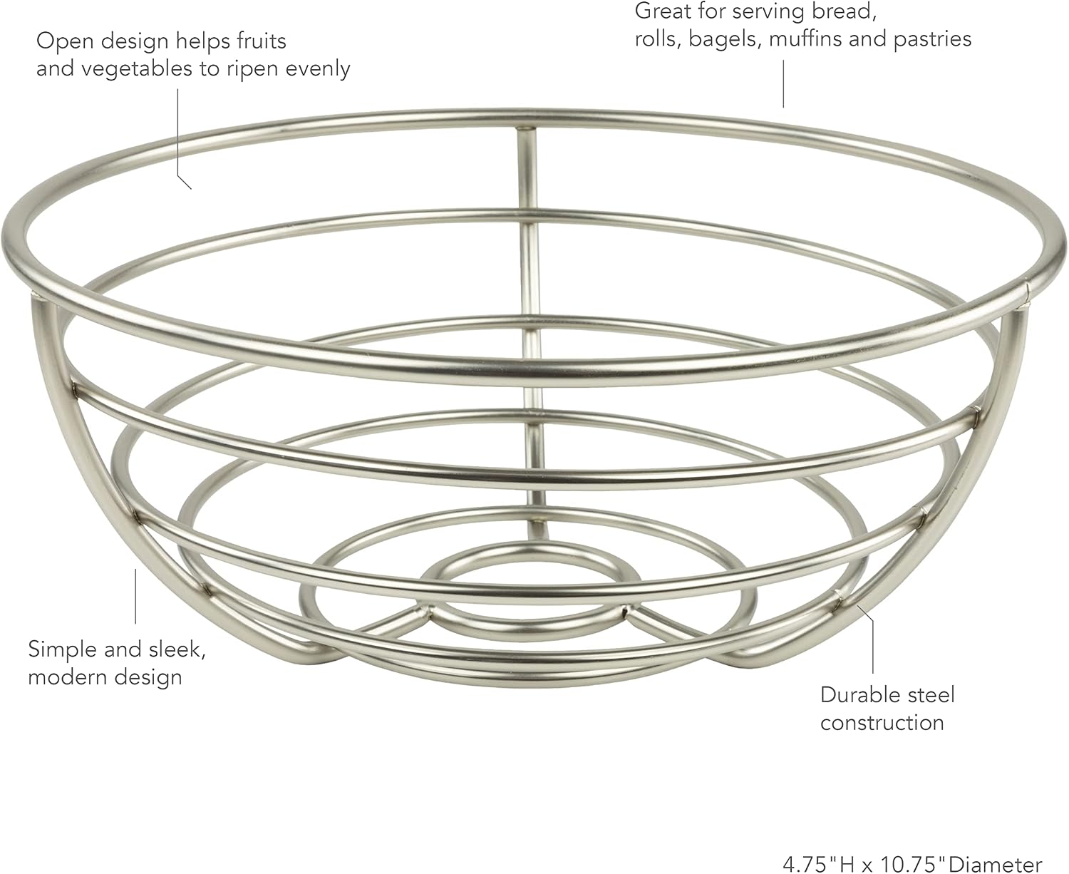 Spectrum Euro Wire Fruit Basket for Kitchen Countertop Storage