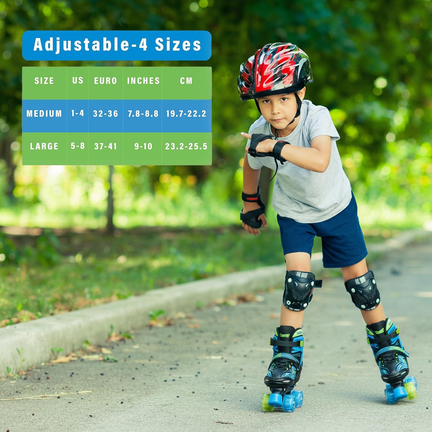 XinoSports Kids Adjustable Roller Skates for Girls & Boys with Light Up Wheels (Ages 5-20) – Roller Skates with Illuminating Wheels