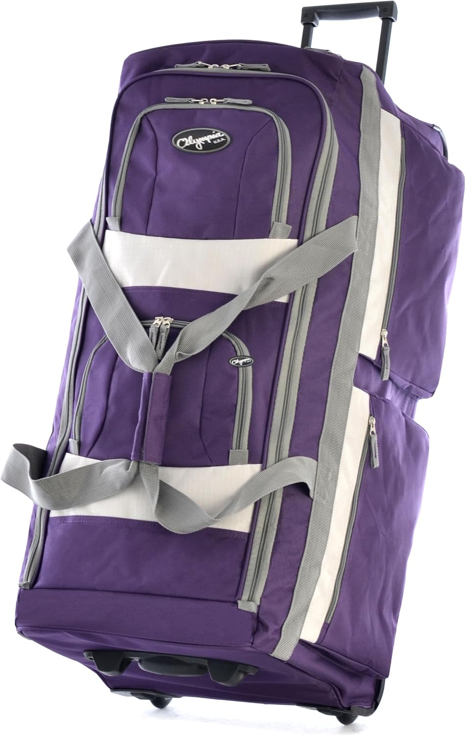 Olympia U.S.A. 33 inch Jumbo Size 8 Pockets Wheeled Rolling Duffel Bag Water Resistant Luggage Lightweight Travel Suitcase with Retractable Handle