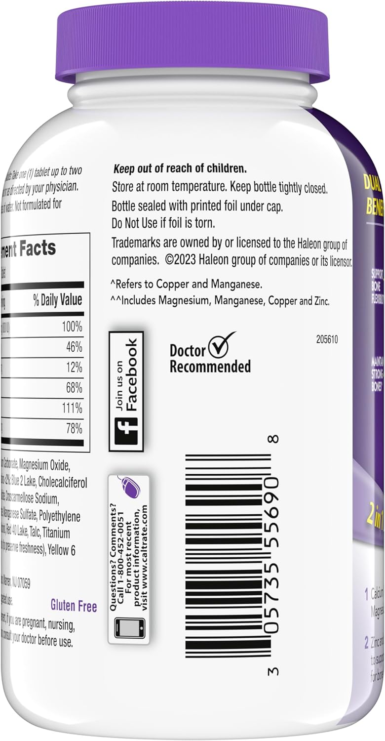 Caltrate 600 Plus D3 Vitamin D and Calcium Supplement Tablets, 165 Count | Highest Level of Vitamin D3, Maximizes Calcium Absorption to Support Strong Bones and Daily Function