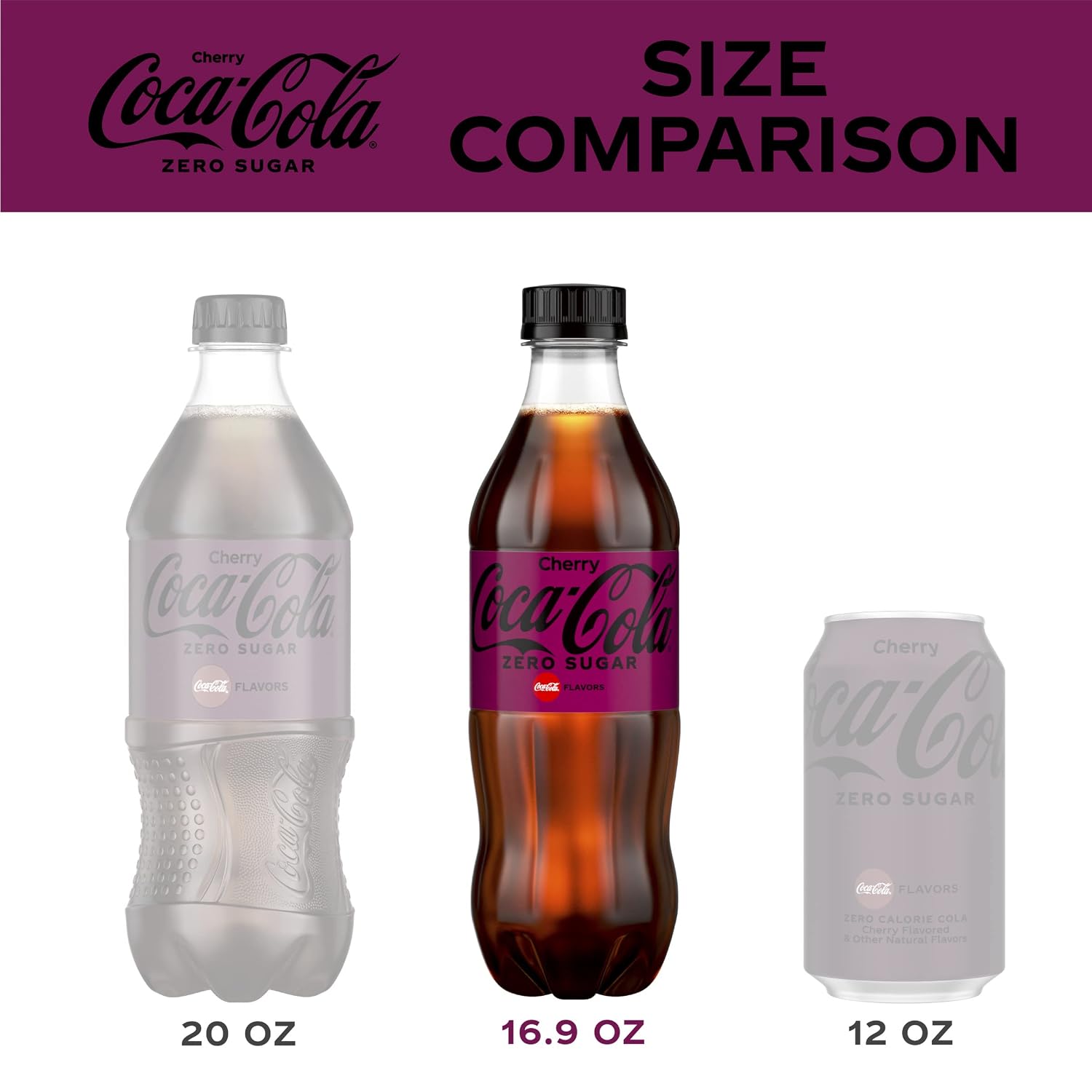 Coca-Cola Zero Sugar Cherry Soda Soft Drink Bottles, 16.9 fl oz, 6 Pack