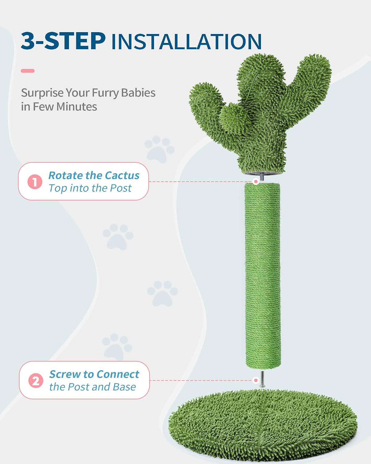 Made4Pets Cactus Cat Scratching Post for Small Indoor Cats & Kittens, 21.7"