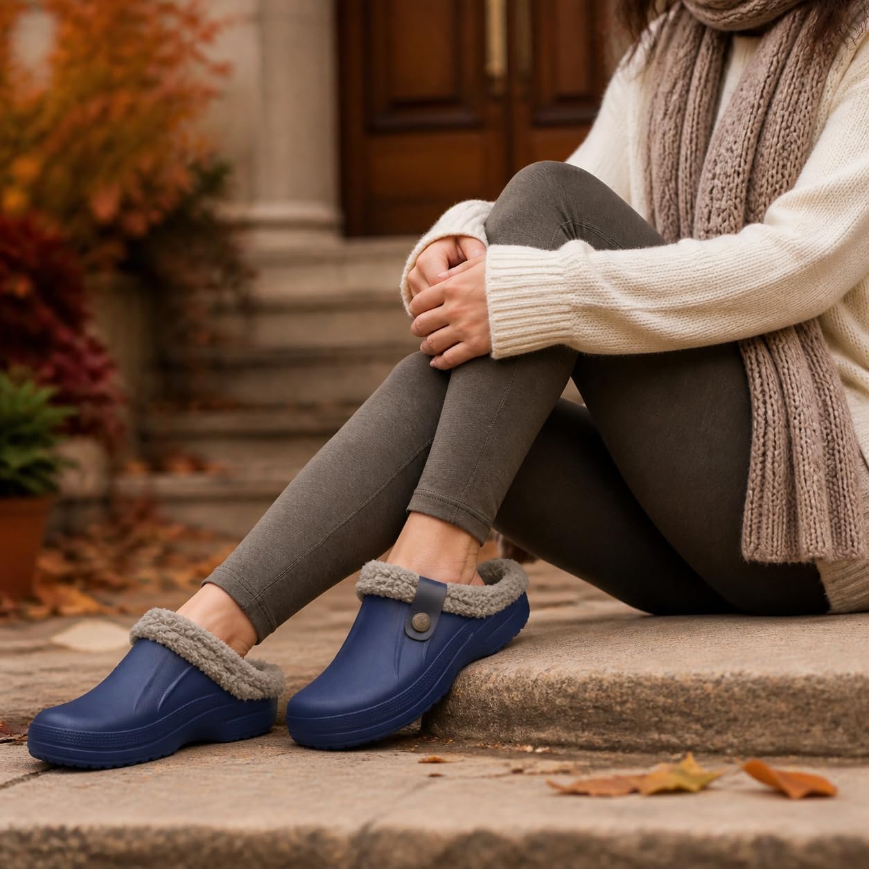 Beslip Fur Lined Clogs for Women & Men Fuzzy Slippers with Memory Foam