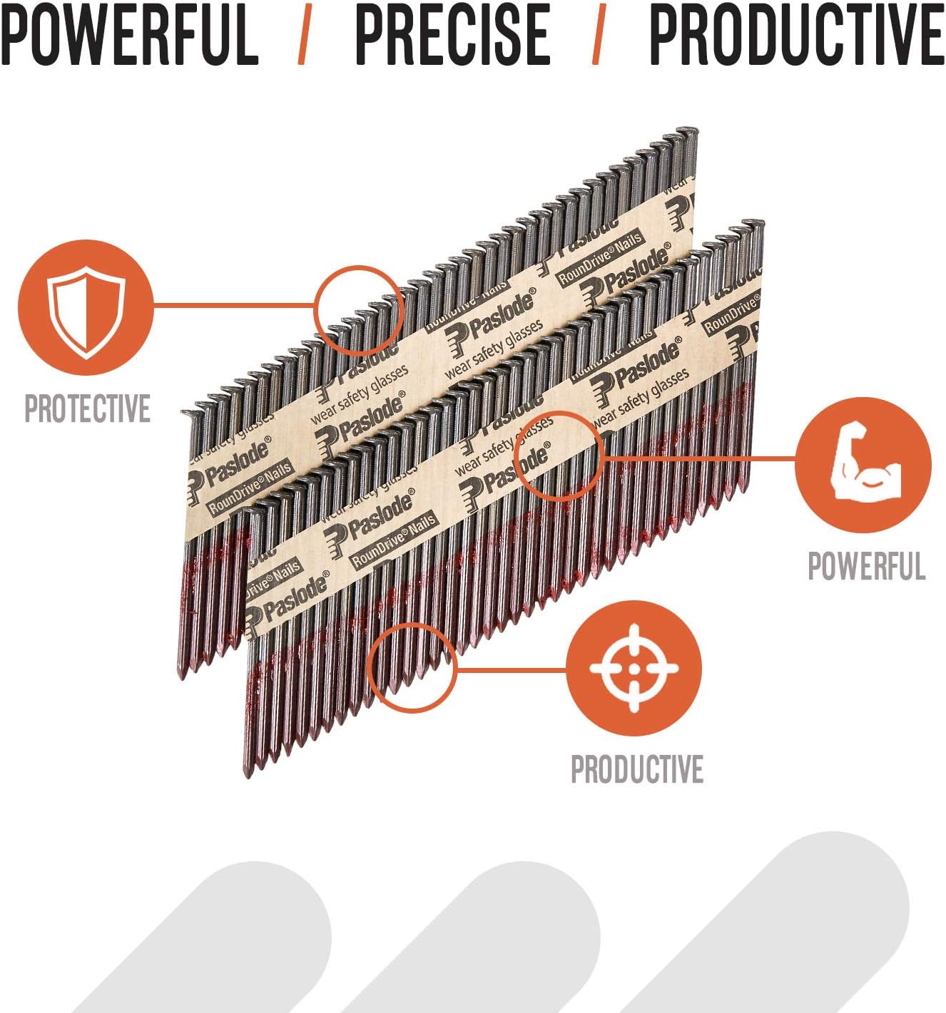 Paslode, Framing Nails, 650830, 30 Degree RounDrive Brite, 3 inch x.131 Gauge, Smooth, 2,500 per Box