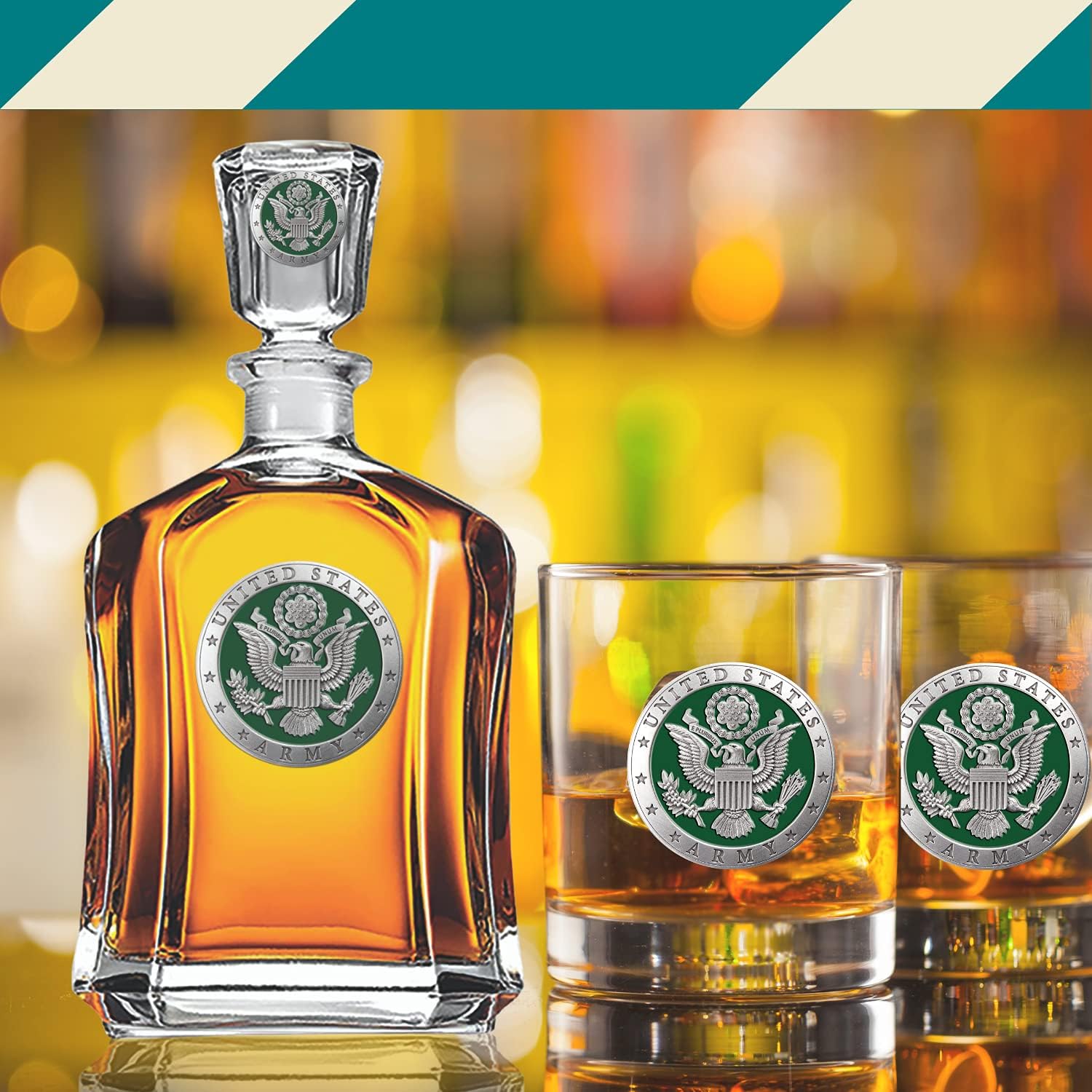 Marines Decanter – Eagle Globe & Anchor | 24 OZ Whiskey Decanter for Liquor with Airtight Stopper | Expertly Crafted Pewter Glass Clear